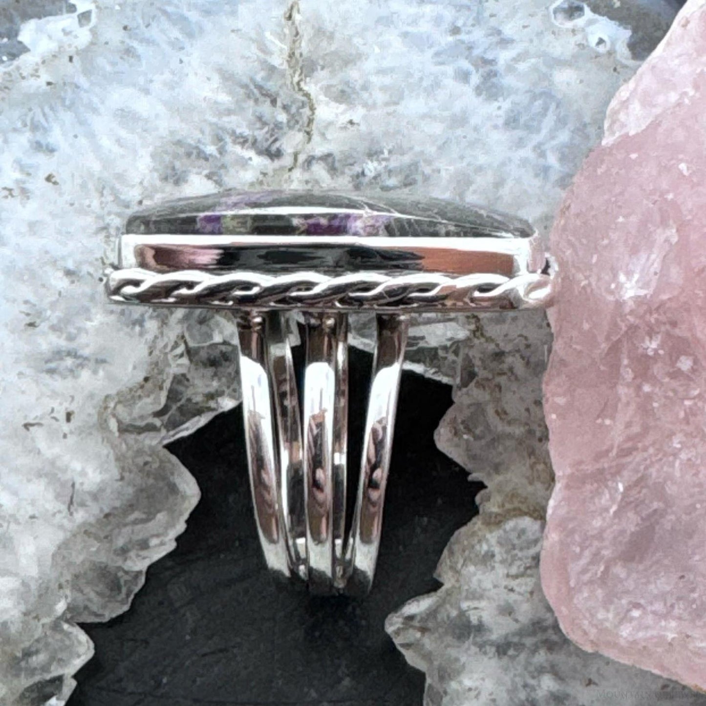 Sterling Silver Southwestern Style Purpurite Bar Ring Size 8 For Women