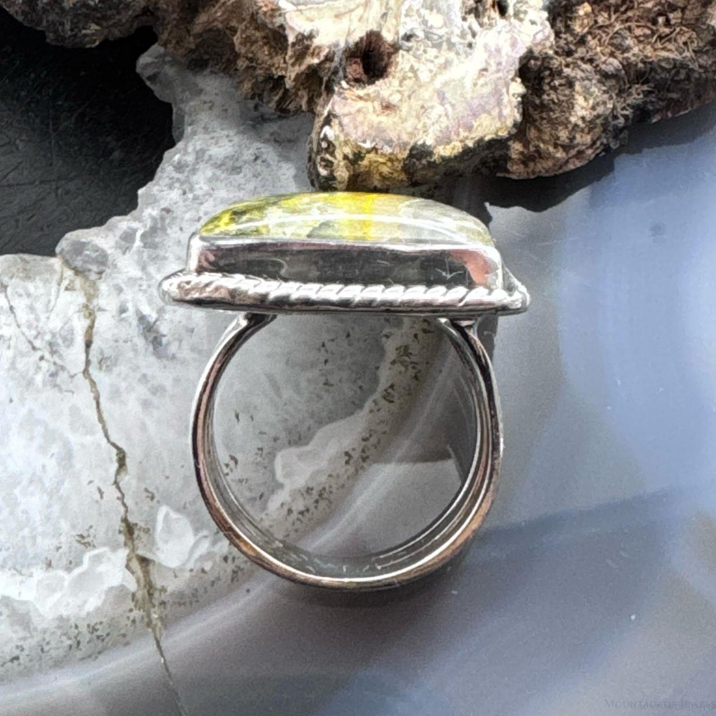 Sterling Silver Southwestern Style Bumblebee Jasper Bar Ring Size 7 For Women