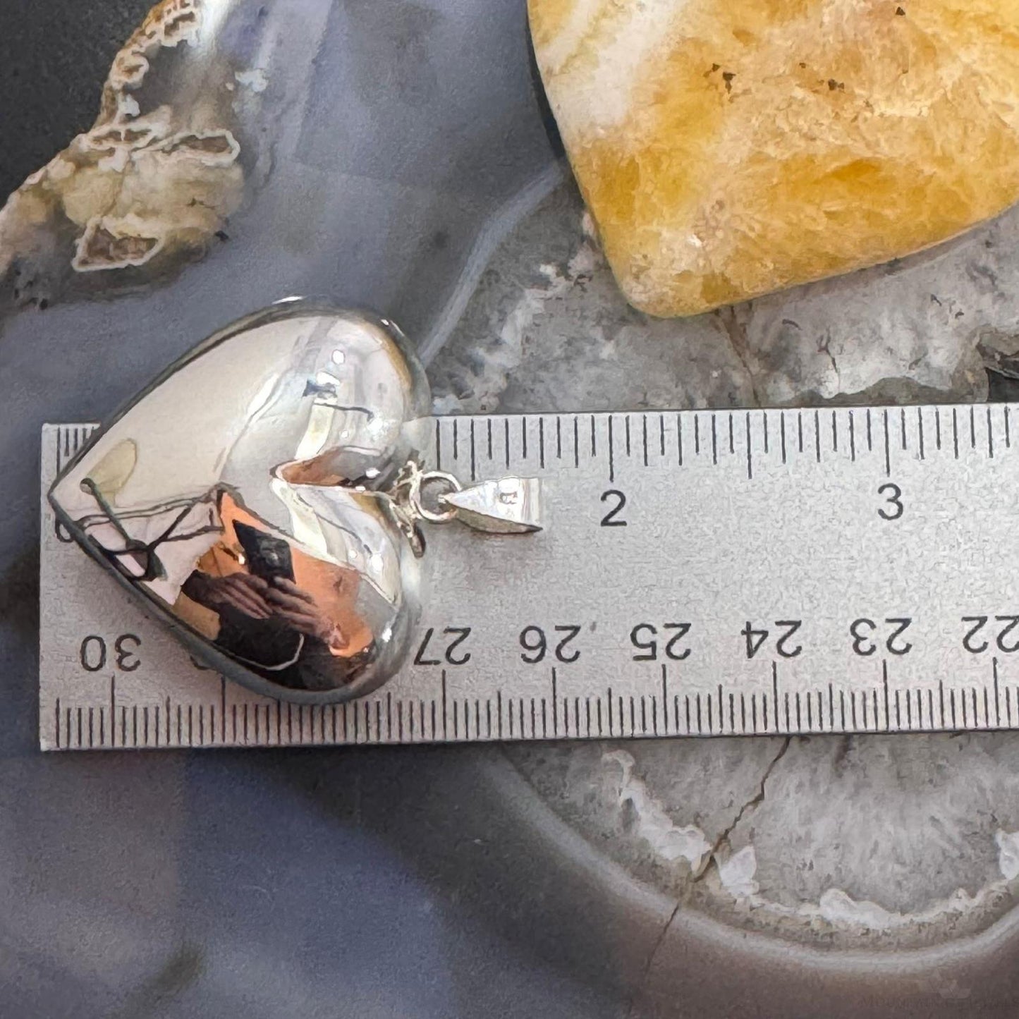 Sterling Silver Puff Heart Pendant For Women