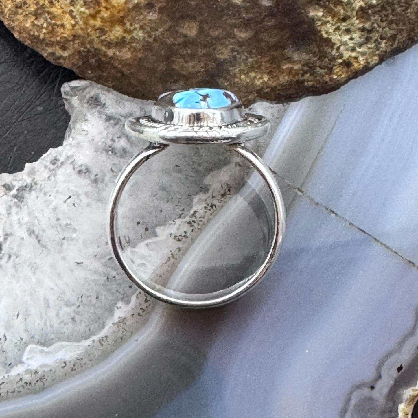 Sterling Silver Southwestern Style Golden Hill Turquoise Size 8 Ring For Women