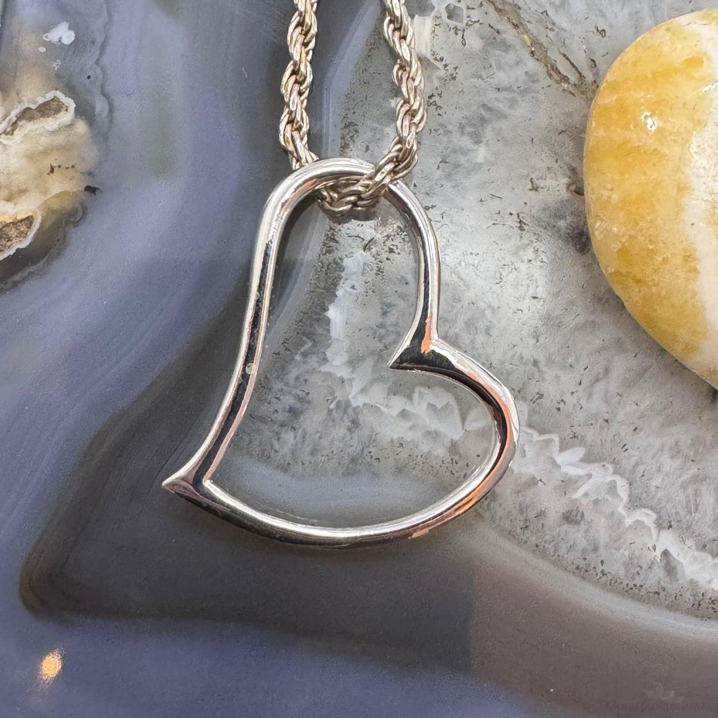 Sterling Silver Hammered Abstruct Heart Pendant For Women