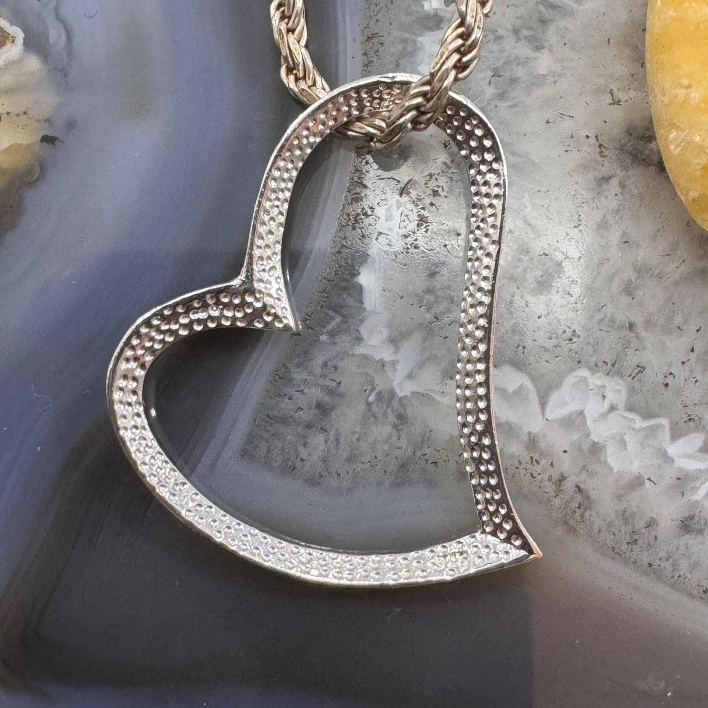 Sterling Silver Hammered Abstruct Heart Pendant For Women