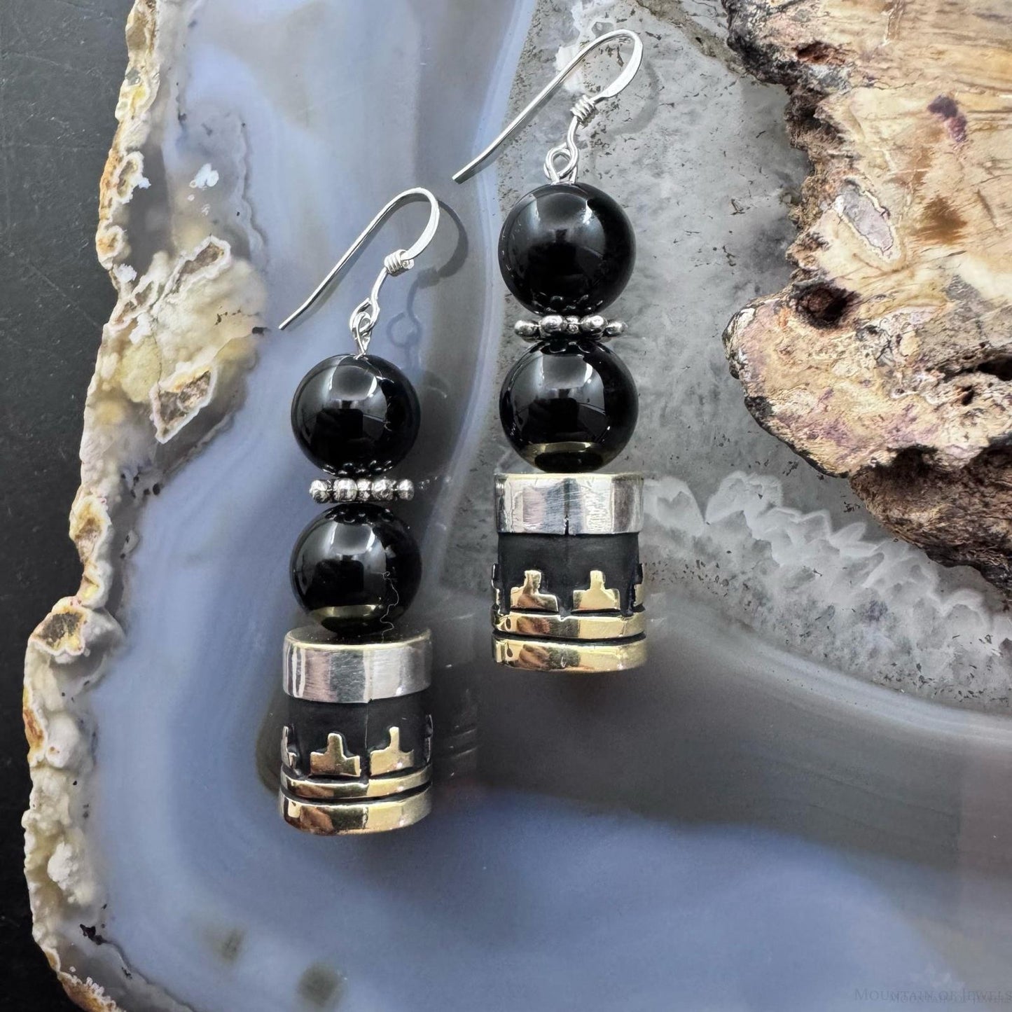 Tommy & Rosita Singer Sterling Silver Onyx Bead Dangle Earrings For Women