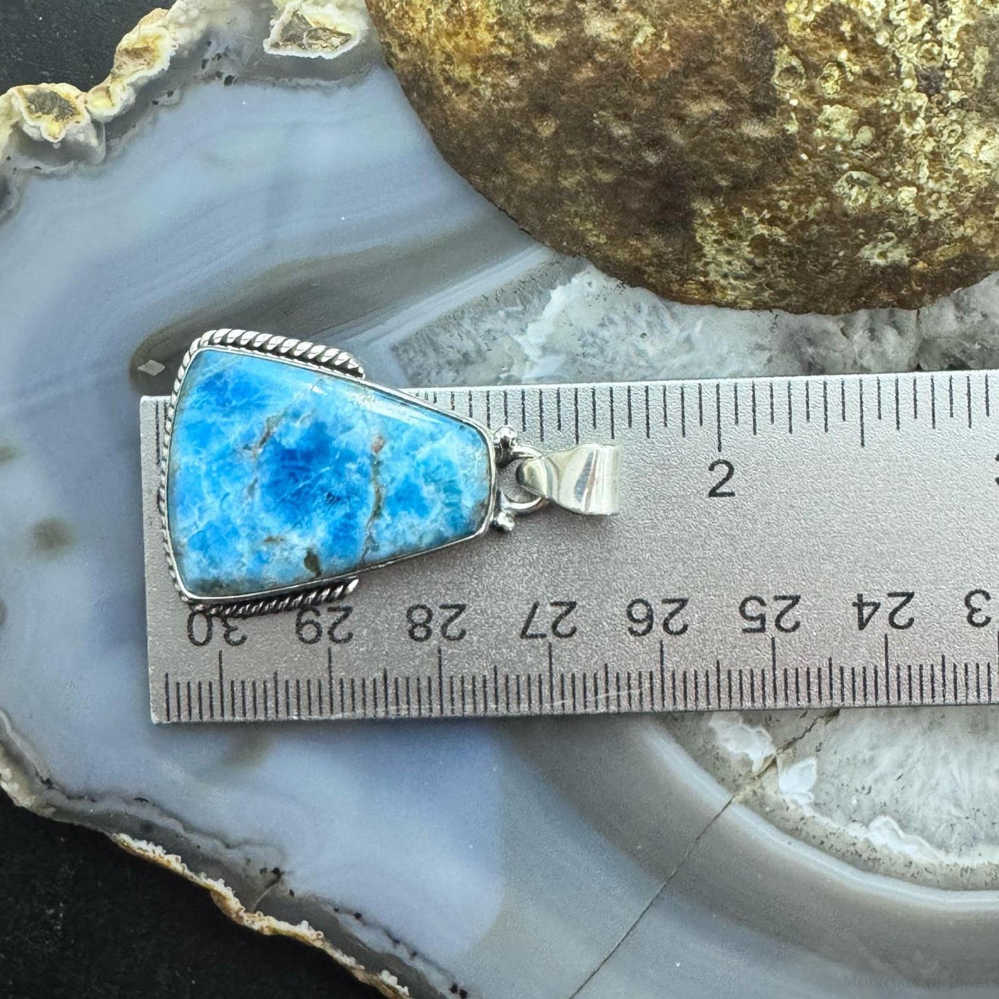 Sterling Silver Southwestern Style Triangle Apatite Decorated Pendant For Women