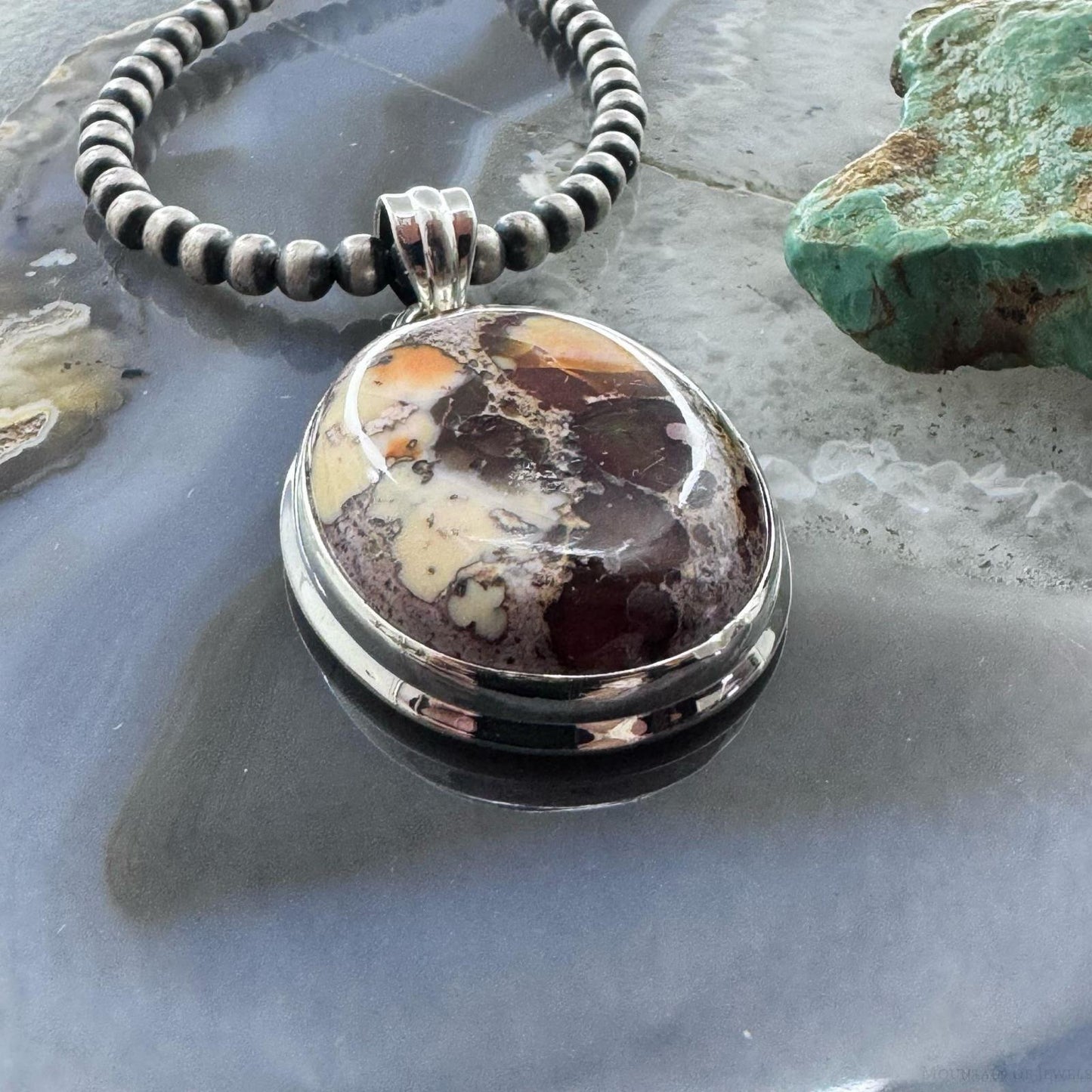 Sterling Silver Southwestern Style Oval Mexican Fire Opal Pendant For Women