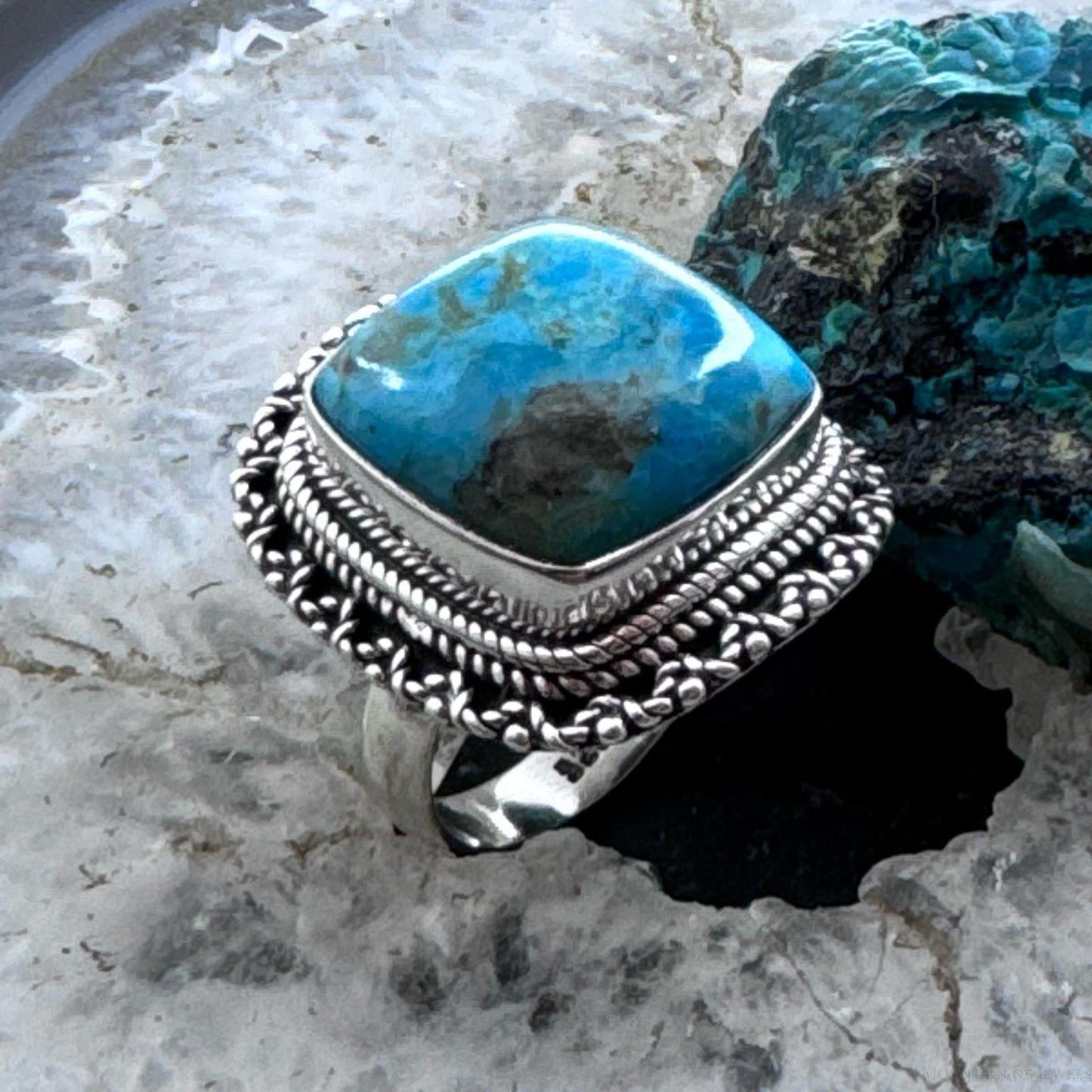 Sterling Silver Southwestern Style Turquoise Bar Ring Size 7 For Women