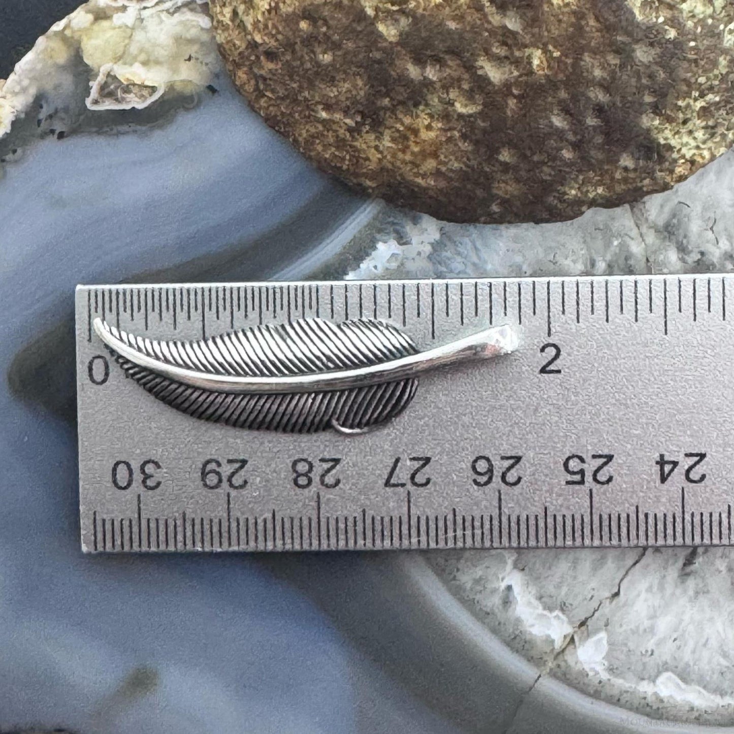 Sterling Silver Southwestern Style Engraved Feather Unisex Pendant