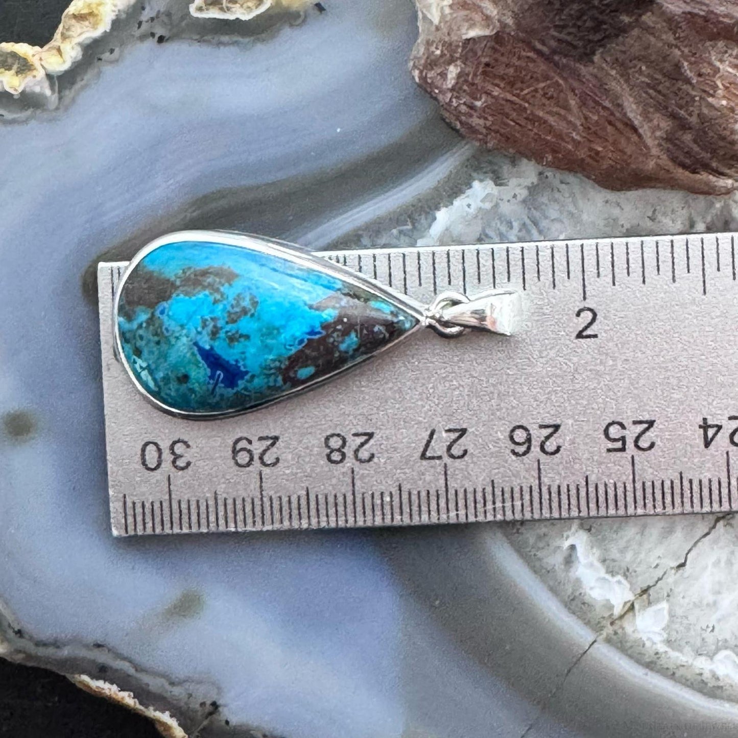 Sterling Silver Southwestern Style Teardrop Chrysocolla Pendant For Women