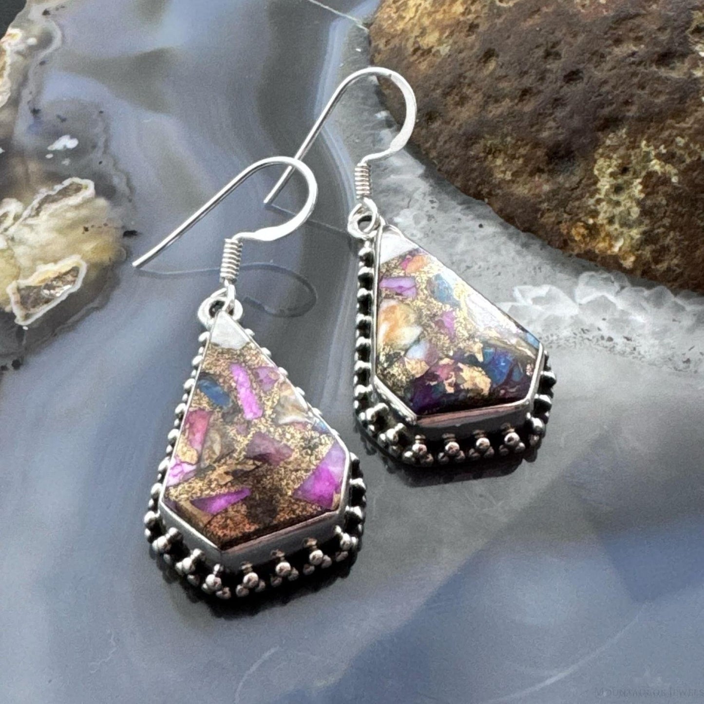 Sterling Silver Southwestern Style Kite Dahlia Turquoise Dangle Earrings For Women