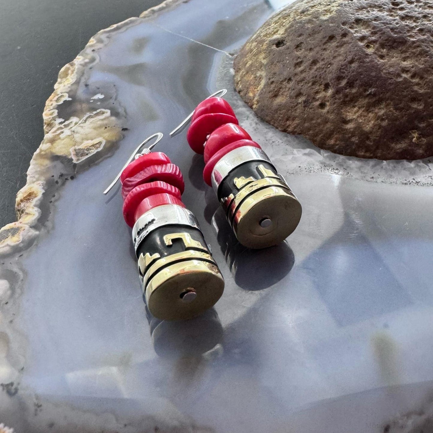Tommy & Rosita Singer Sterling Silver Red Jasper Bead Dangle Earrings For Women