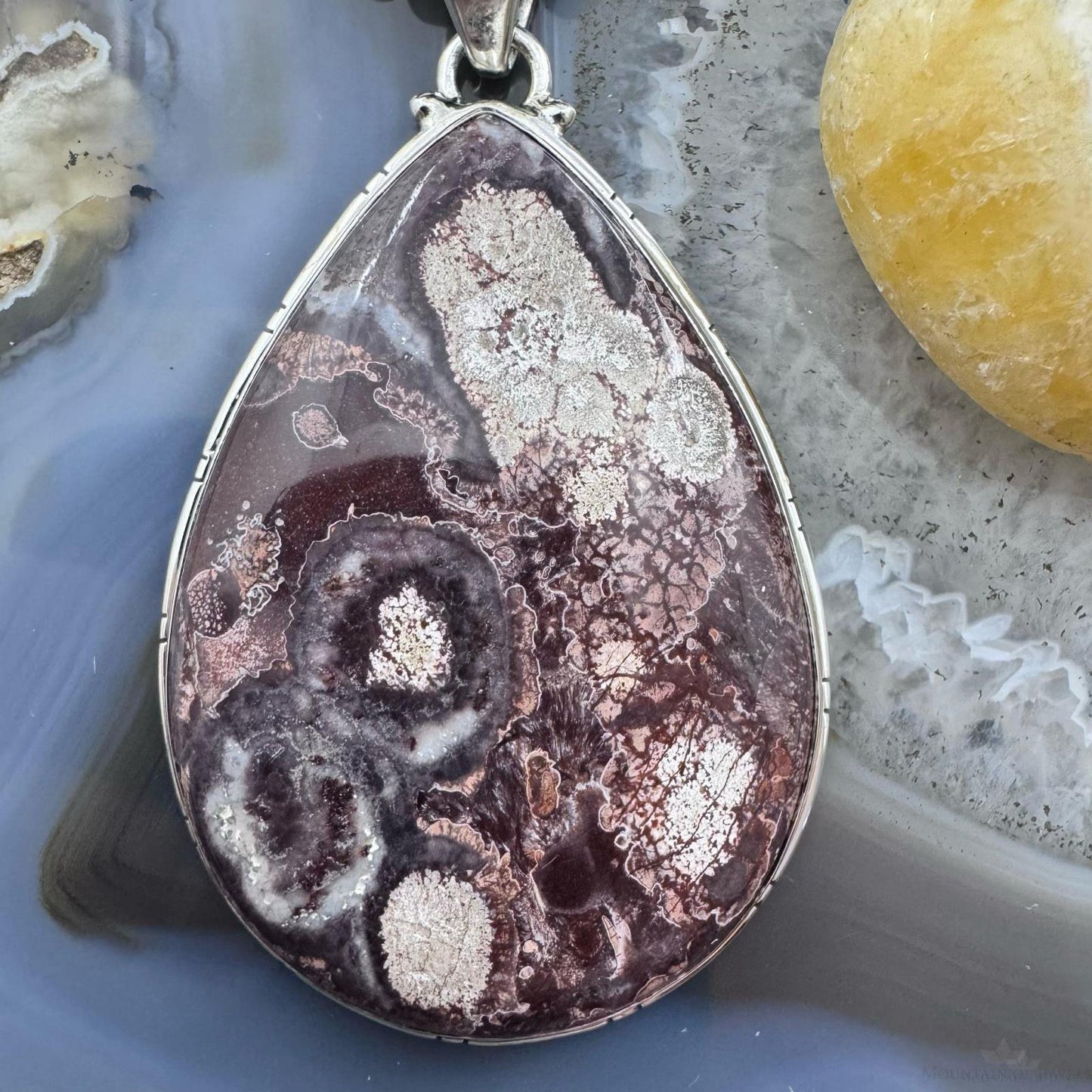 Sterling Silver Southwestern Style Large Teardrop Sunflower Jasper Unisex Pendant