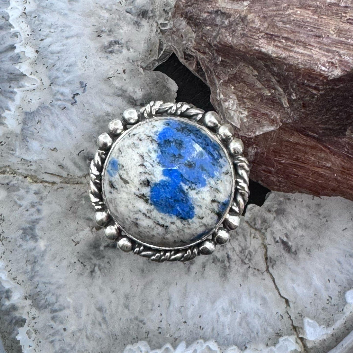 Sterling Silver Southwestern Style Rounded K2 Jasper Ring Size 7 For Women
