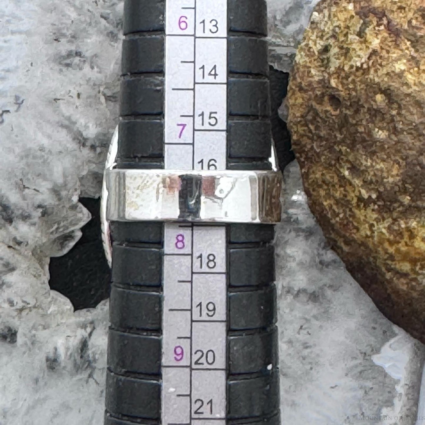 Sterling Silver Southwestern Style Oval Charoite Decorated Ring Size 7.5 For Women