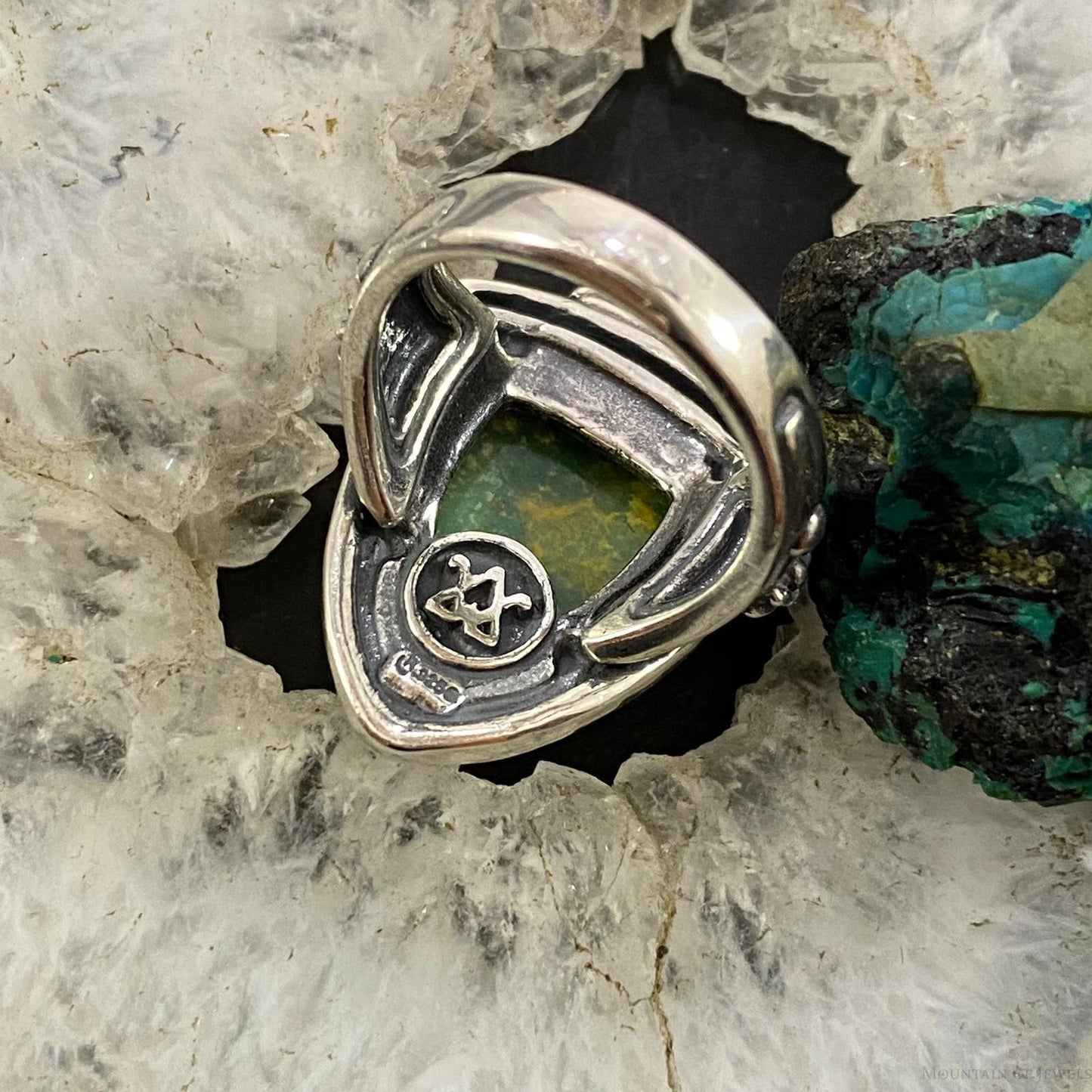 Carolyn Pollack Southwestern Style Sterling Silver Shield Turquoise Ring For Women