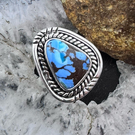Sterling Silver Southwestern Style Golden Hill Turquoise Size 8 Ring For Women