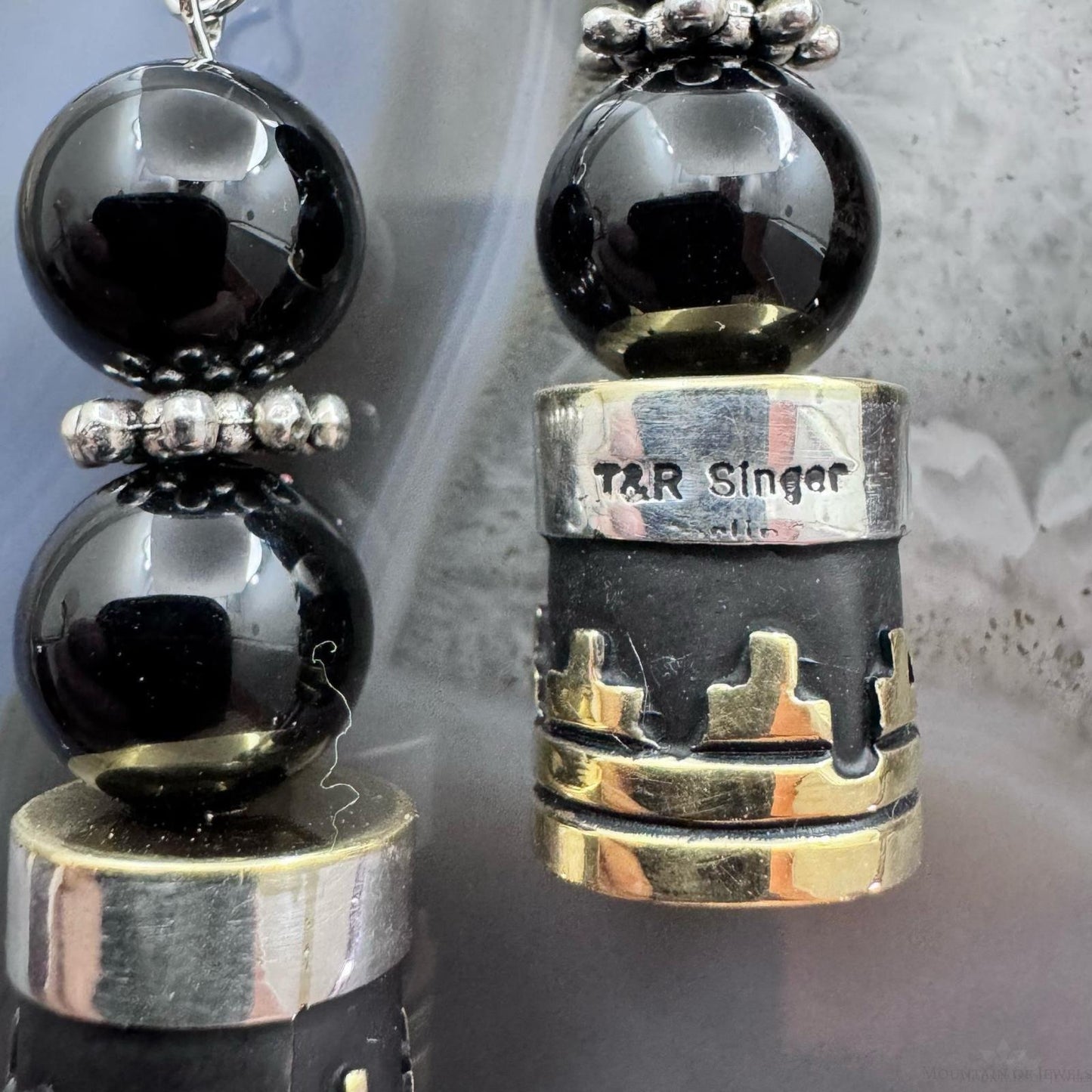Tommy & Rosita Singer Sterling Silver Onyx Bead Dangle Earrings For Women