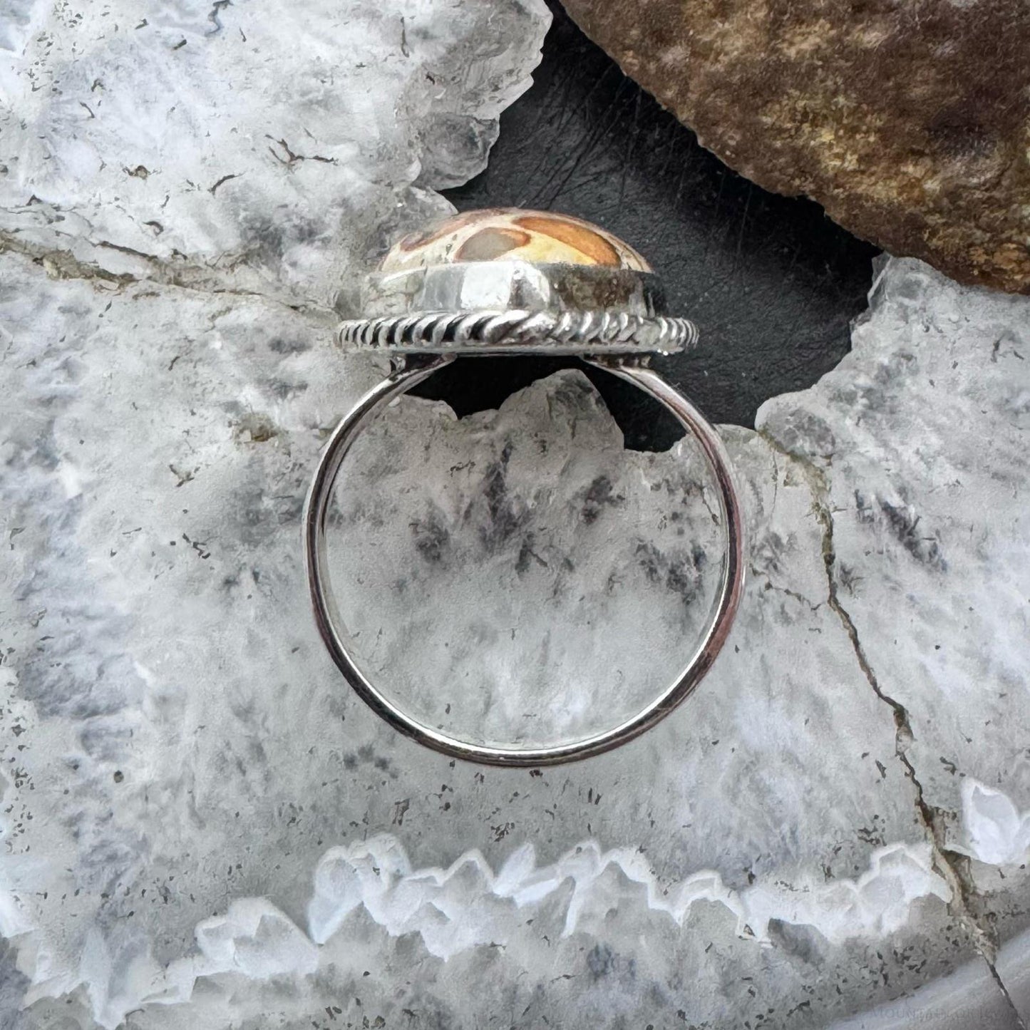 Sterling Silver Southwestern Style Teardrop Mookaite Coral Ring Size 9 For Women