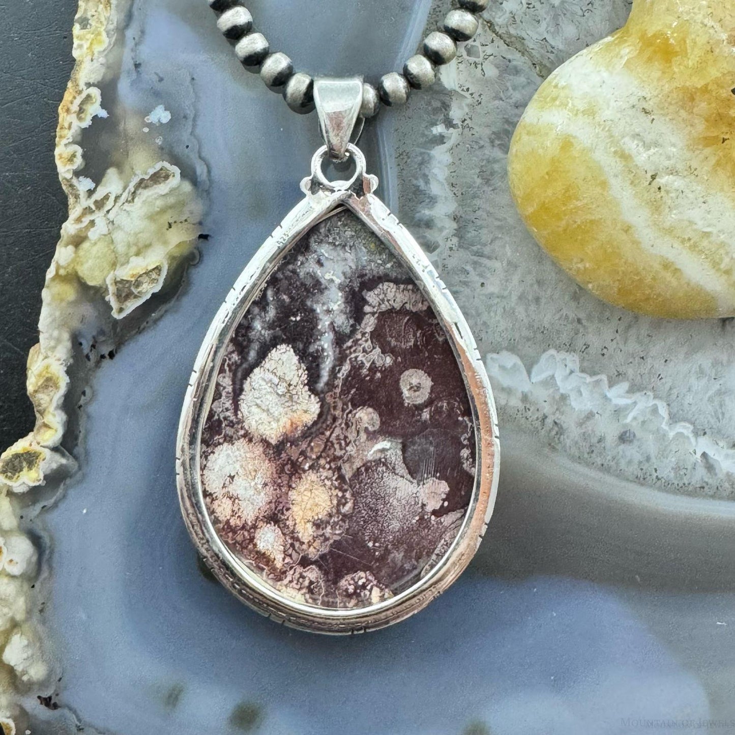 Sterling Silver Southwestern Style Large Teardrop Sunflower Jasper Unisex Pendant