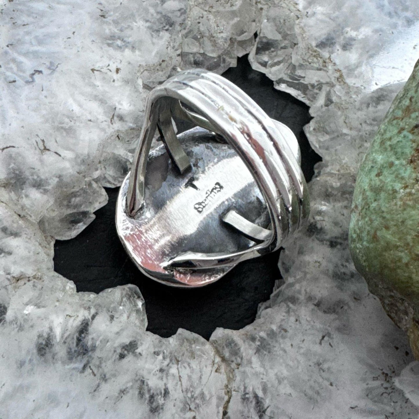 Native American Sterling Silver Blackjack Decorated Ring Size 8 For Women