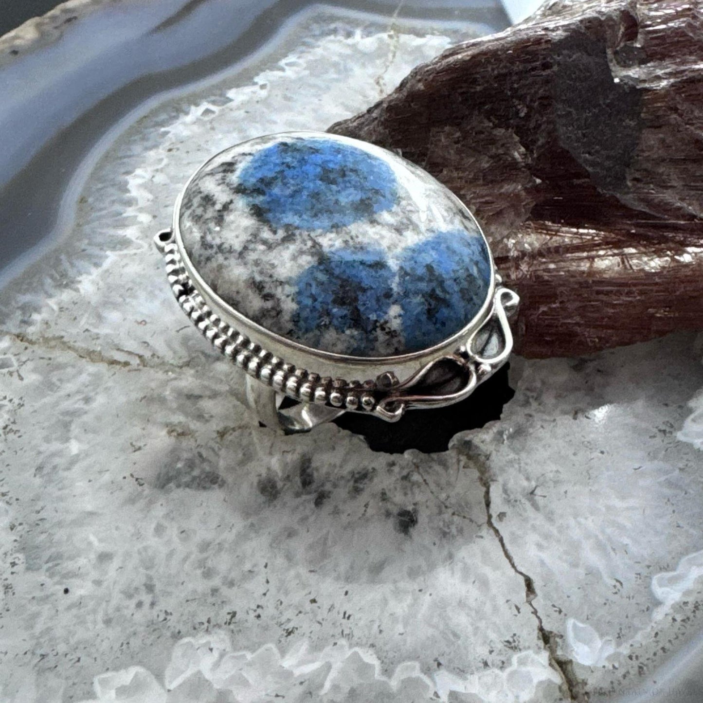 Sterling Silver Southwestern Style Large Oval K2 Jasper Ring Size 9 For Women