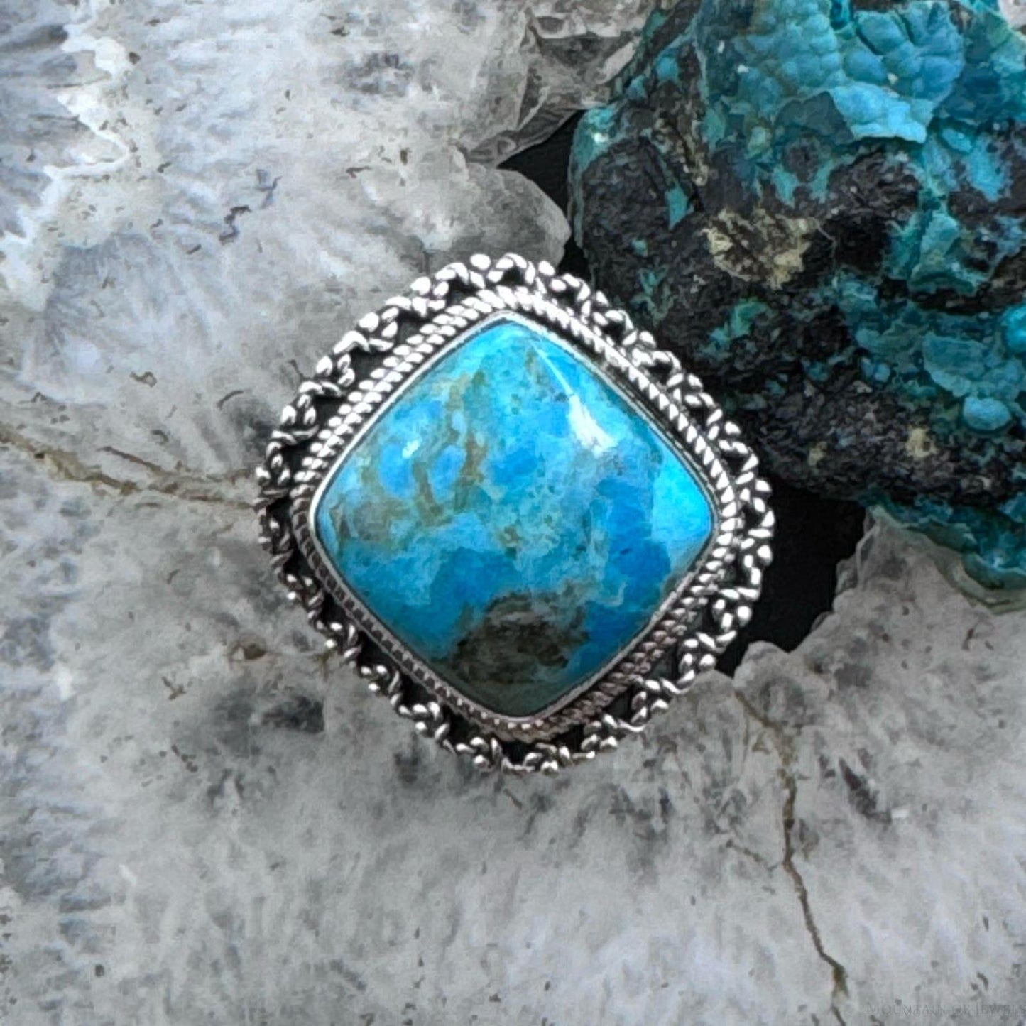 Sterling Silver Southwestern Style Turquoise Bar Ring Size 7 For Women