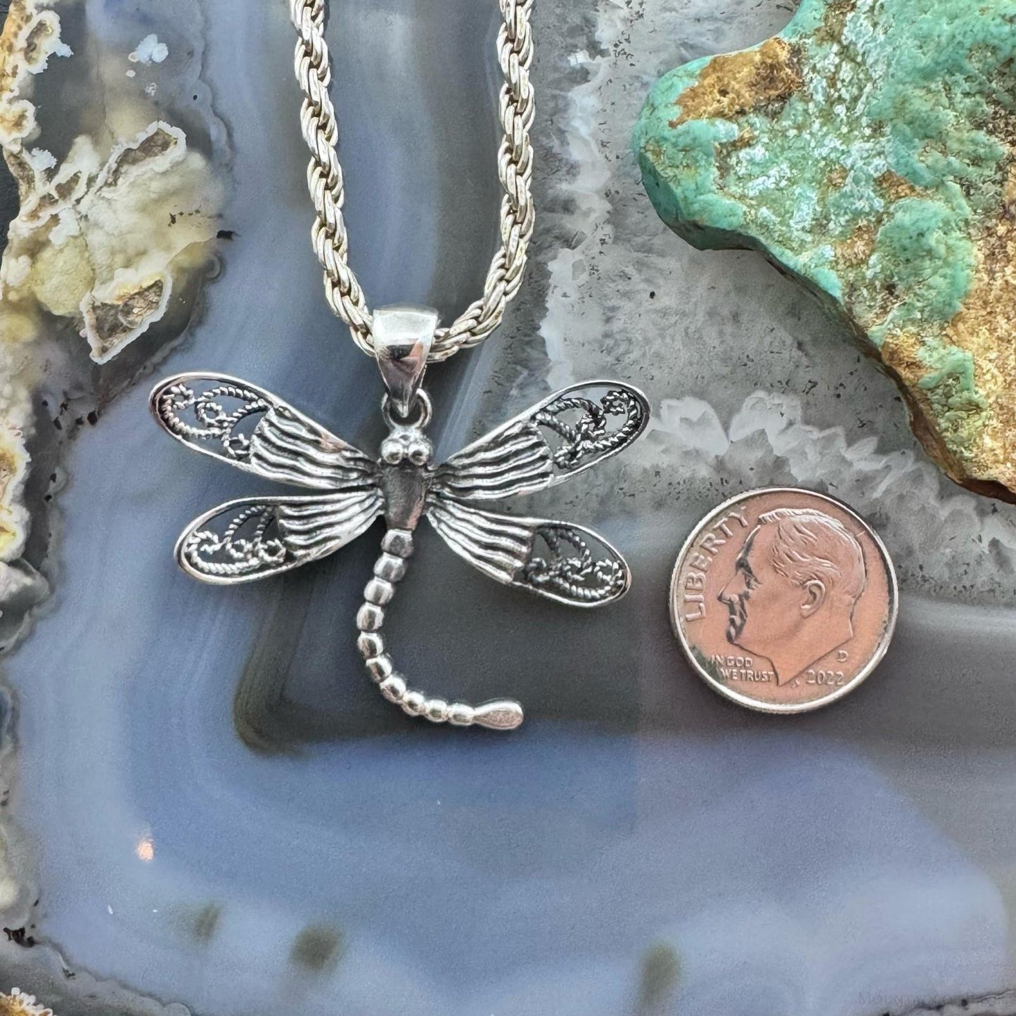 Sterling Silver Dragonfly Decorated Pendant For Women
