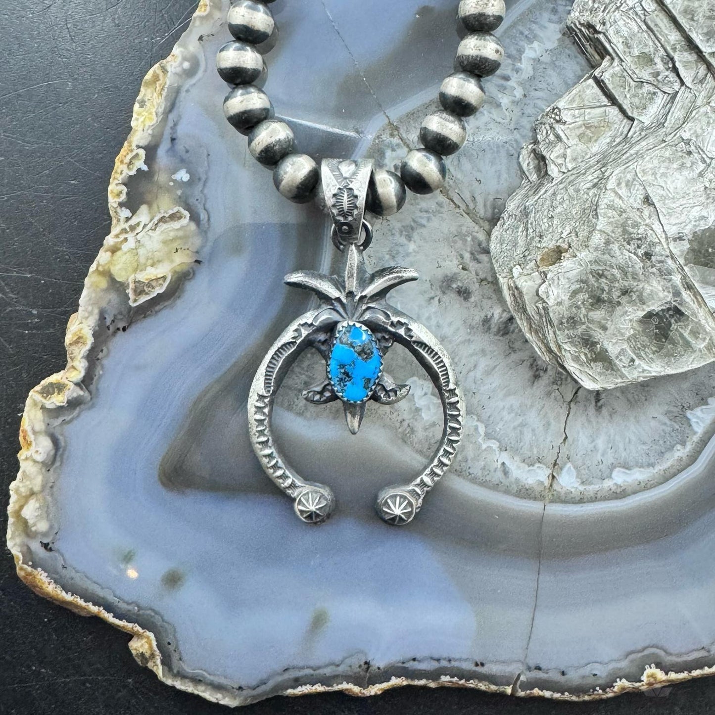 Veronica Cayatineto Native American Sterling Silver Turquoise Unisex Naja Pendant