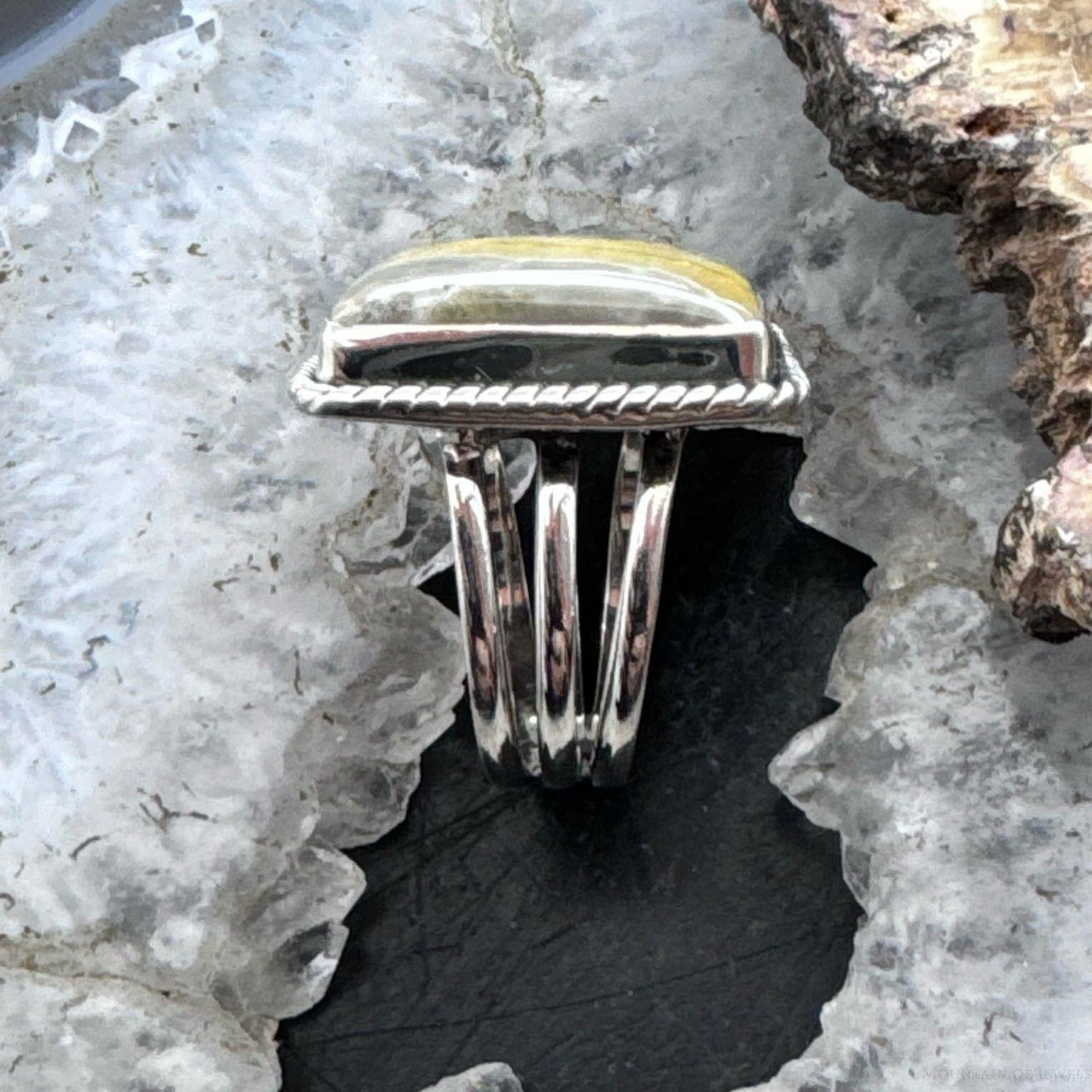 Sterling Silver Southwestern Style Bumblebee Jasper Bar Ring Size 7 For Women