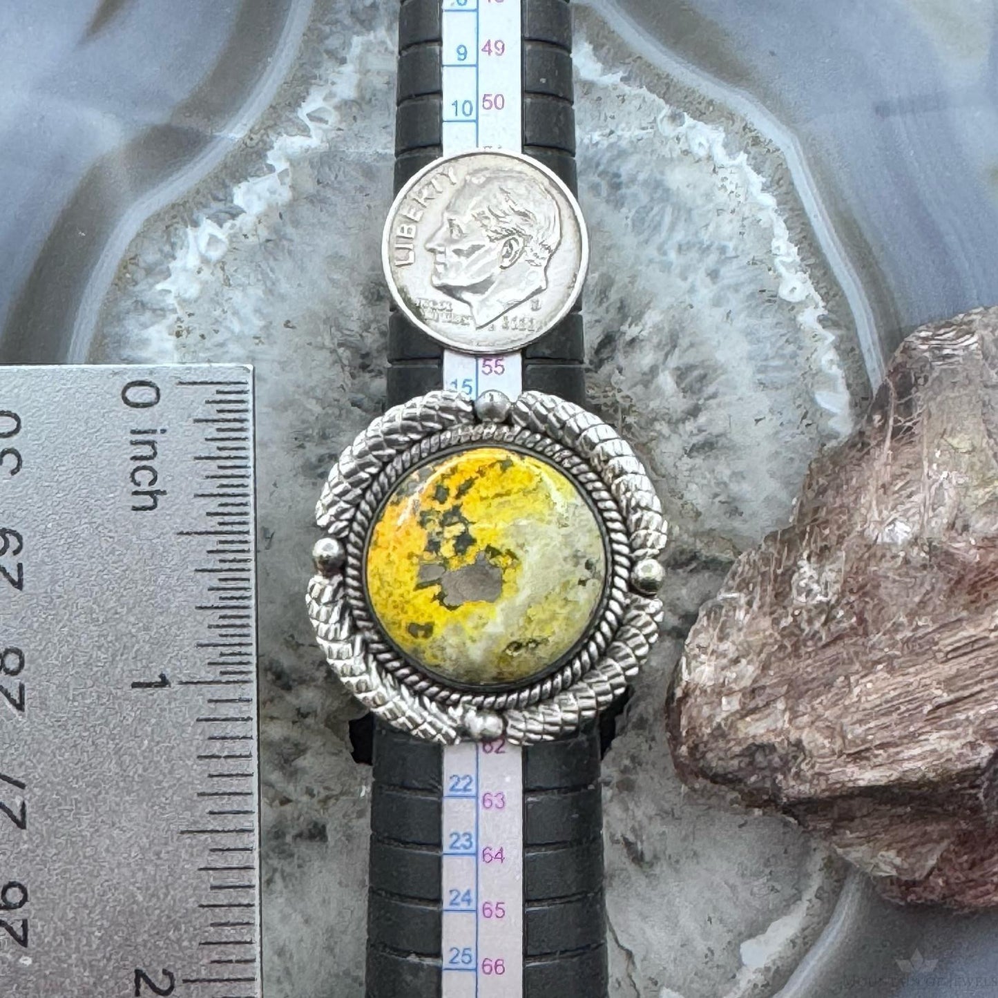 Sterling Silver Southwestern Style Bumblebee Jasper Decorated Ring Size 9 For Women