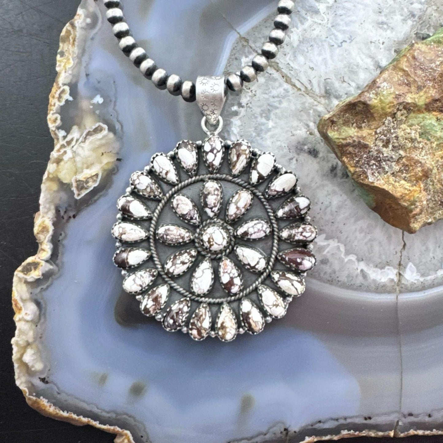Sterling Silver Southwestern Style Teardrop Wild Horse Cluster Pendant For Women