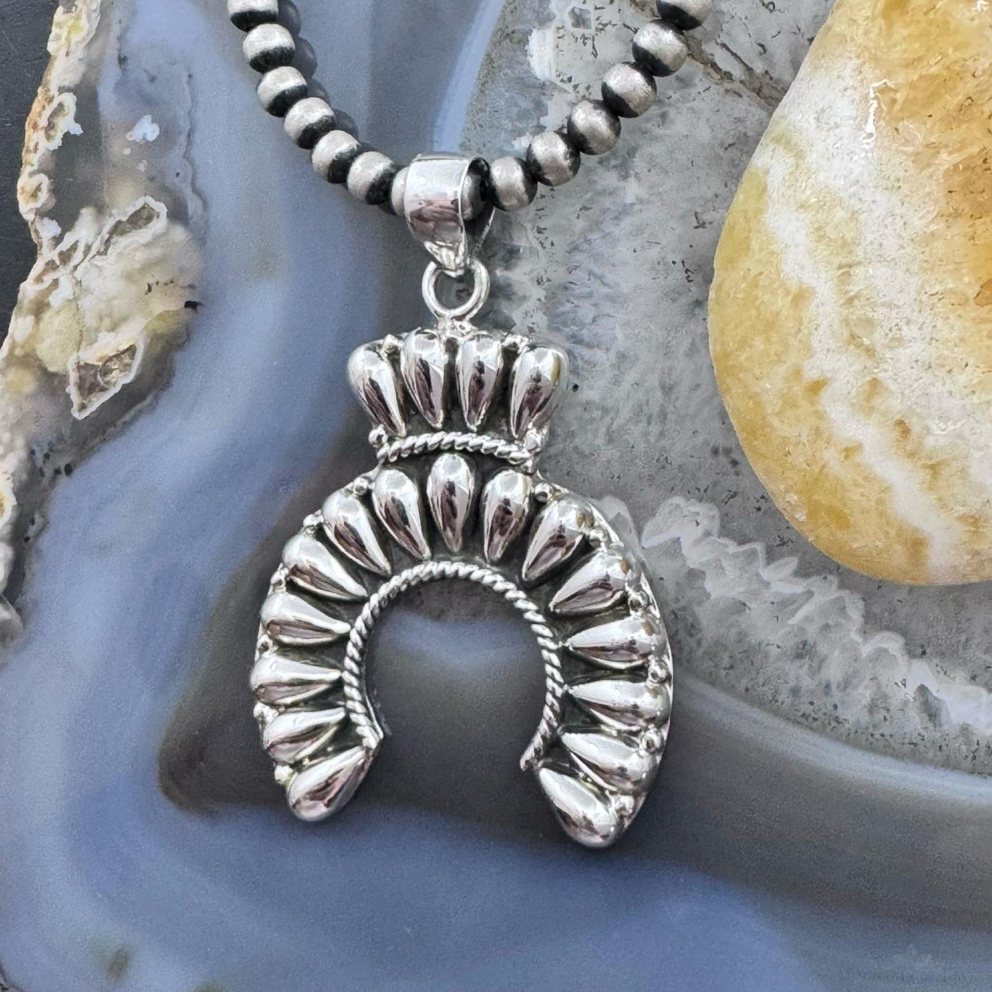 Southwestern Style Sterling Silver Decorated Cluster Naja Pendant For Women