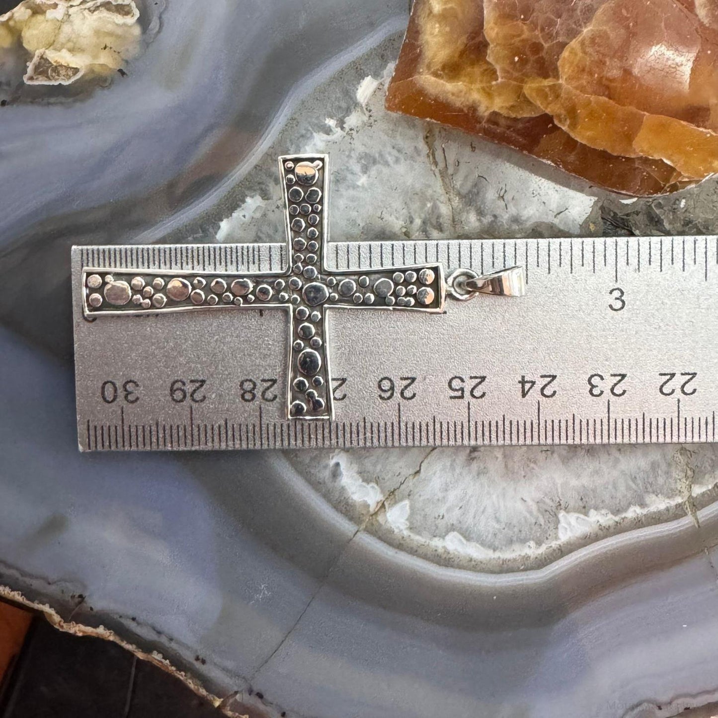 Sterling Silver Southwestern Style Decorated Unisex Cross Pendant