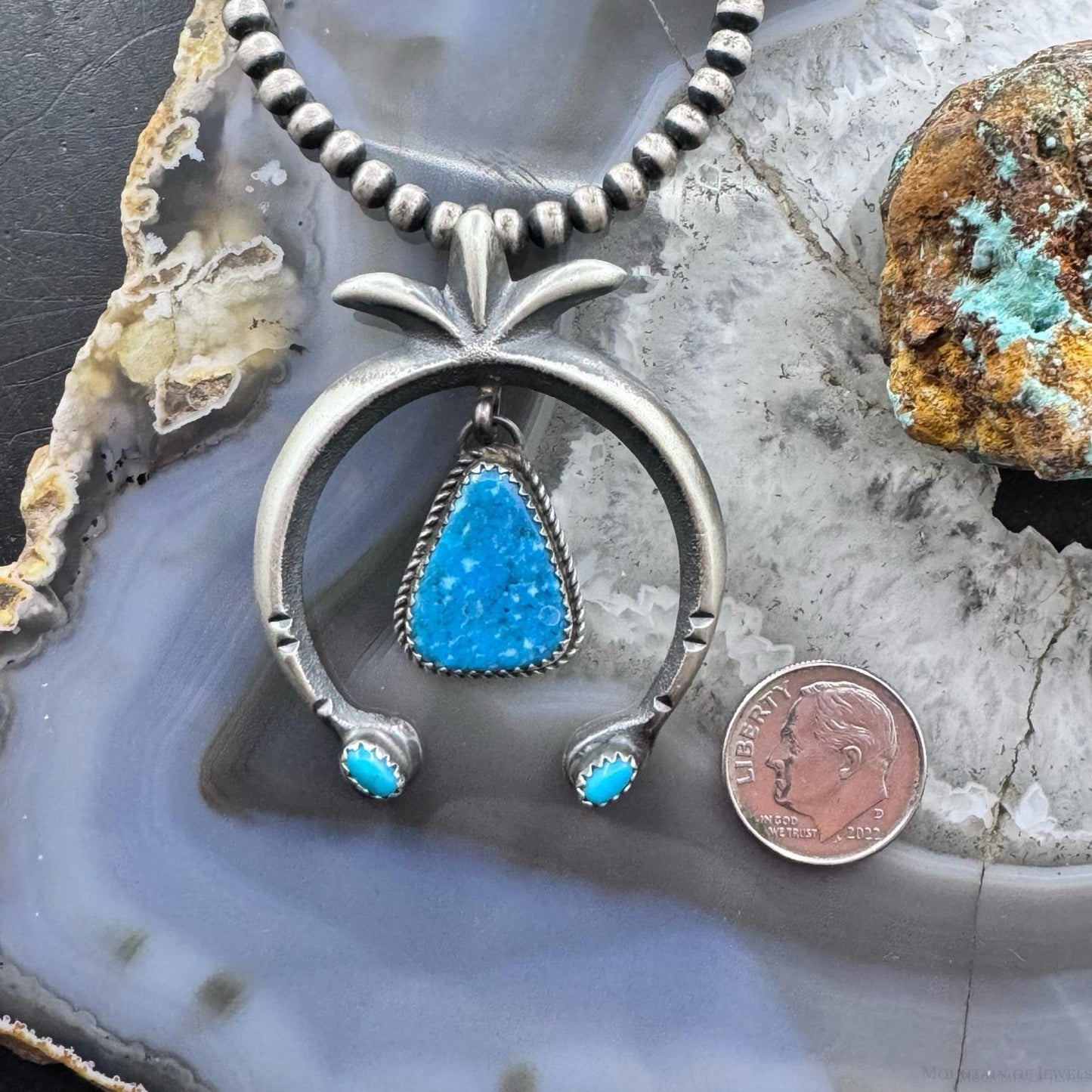 Veronica Cayatineto Native American Sterling Silver Turquoise Unisex Naja Pendant