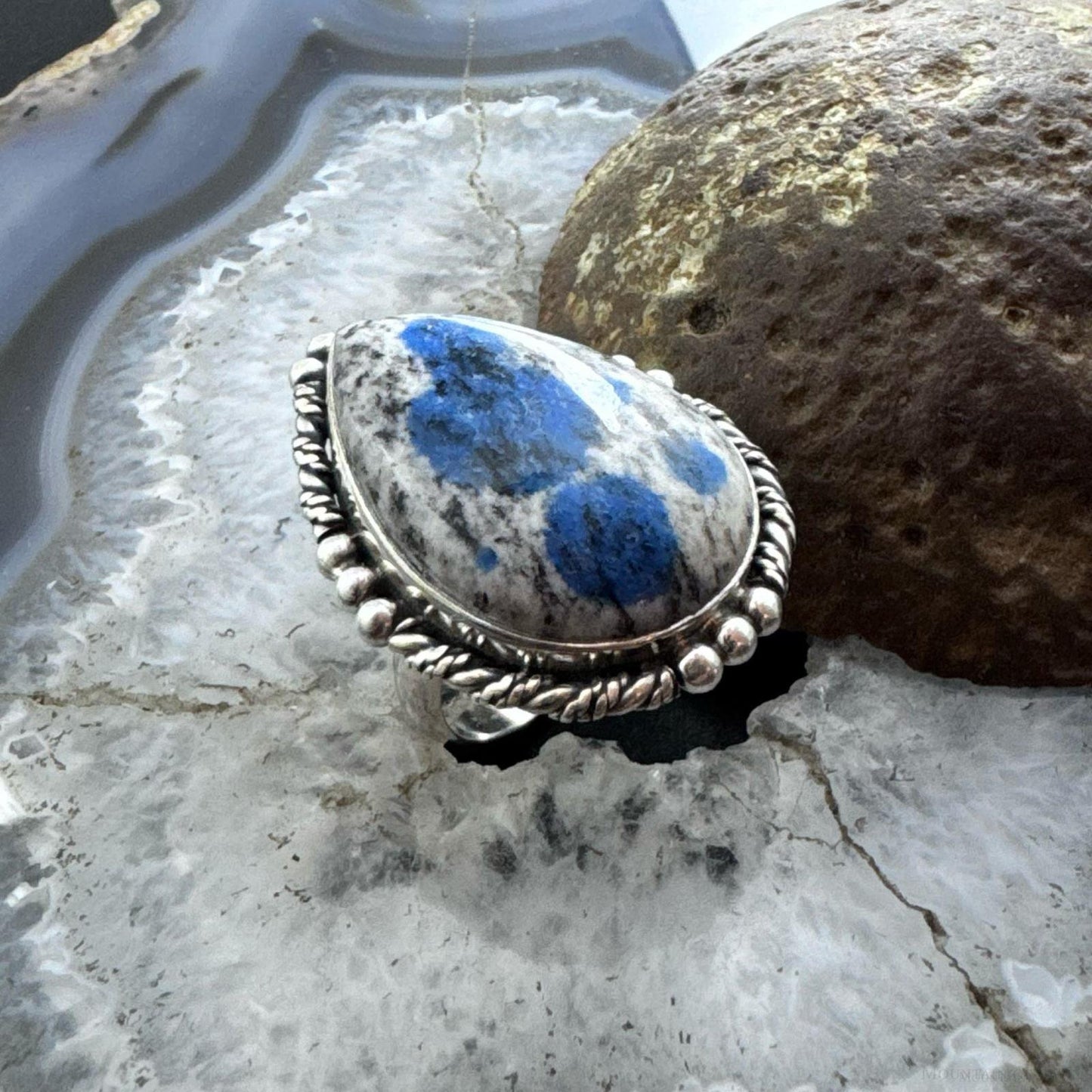 Sterling Silver Southwestern Style Teardrop K2 Jasper Ring Size 8 For Women