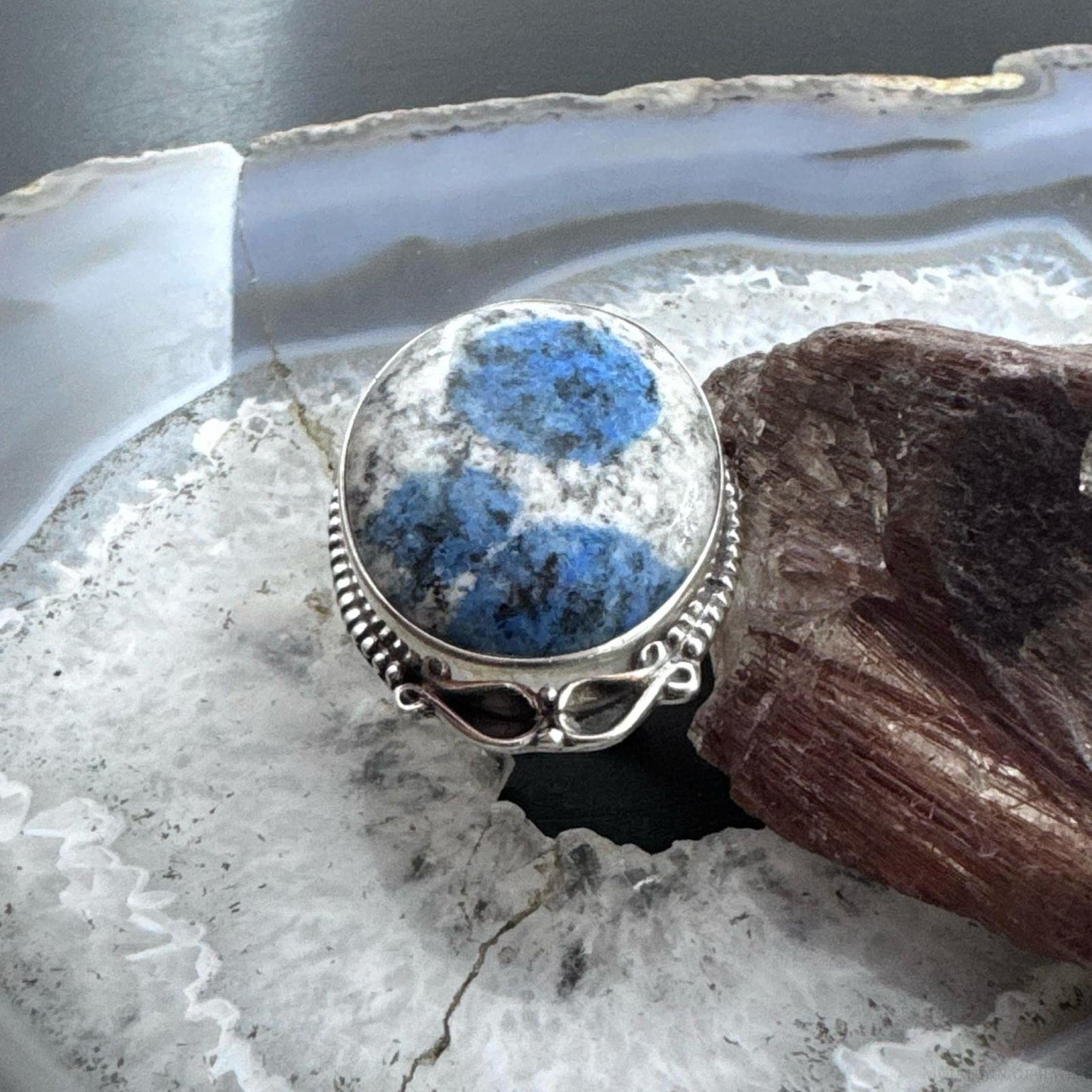 Sterling Silver Southwestern Style Large Oval K2 Jasper Ring Size 9 For Women