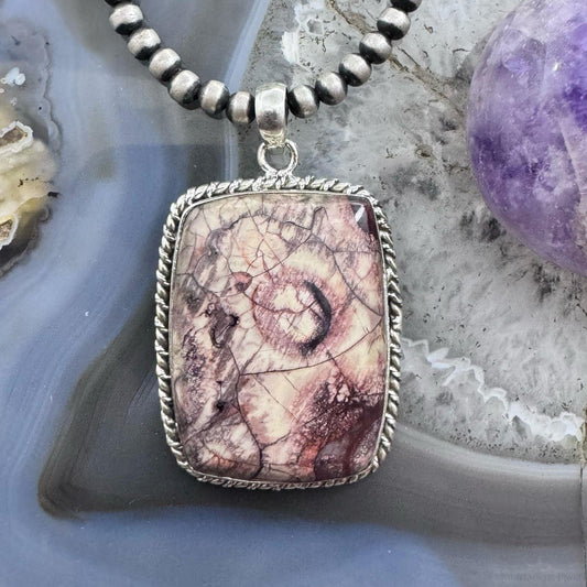 Sterling Silver Southwestern Style Large Rectangle Sunflower Jasper Pendant For Women