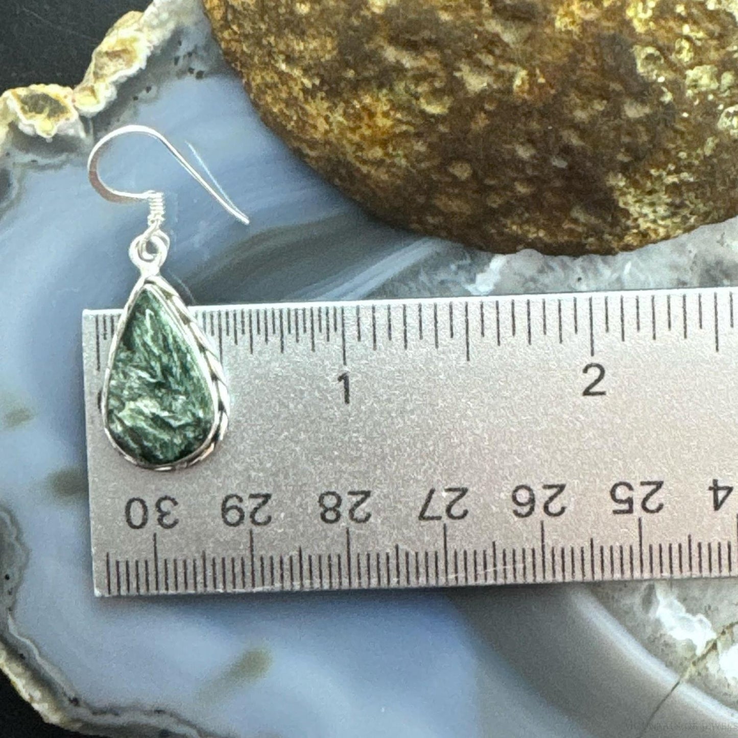 Sterling Silver Southwestern Style Teardrop Serpentine Dangle Earrings For Women