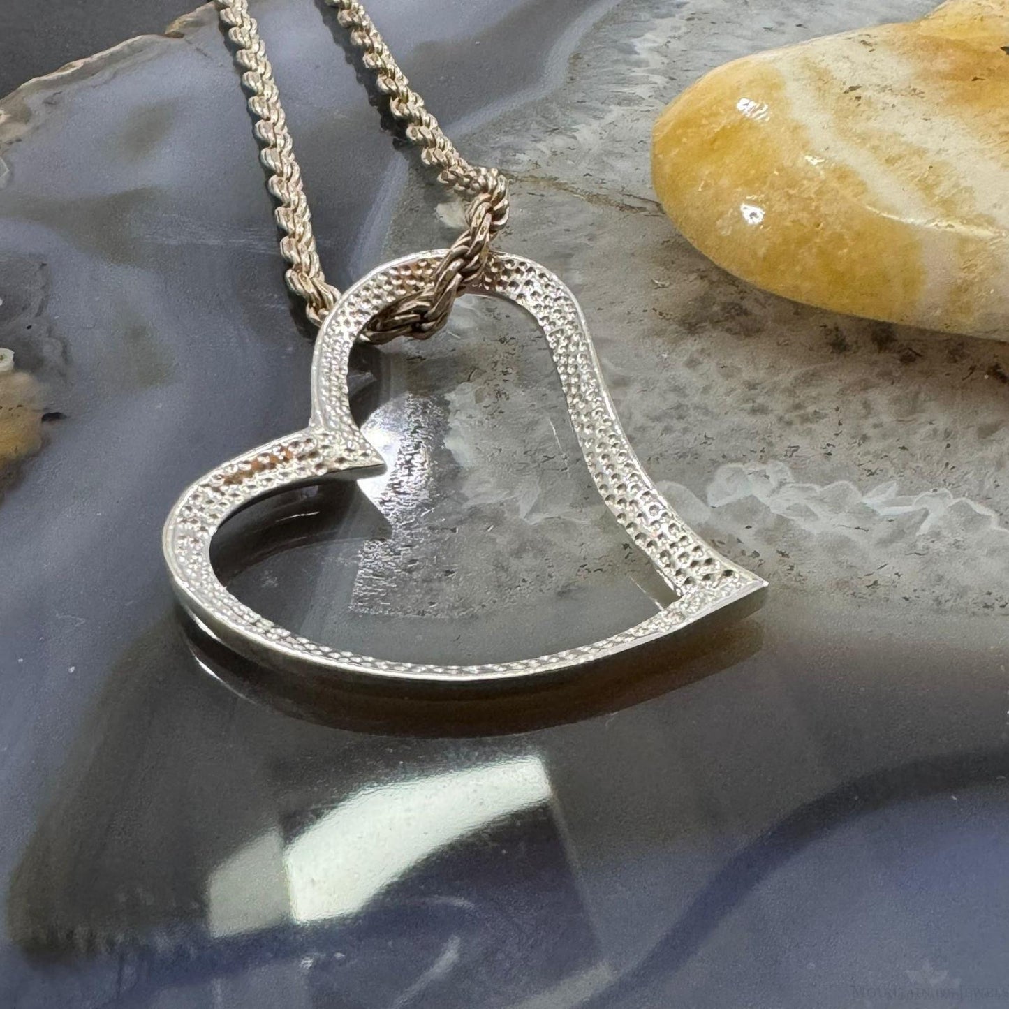 Sterling Silver Hammered Abstruct Heart Pendant For Women