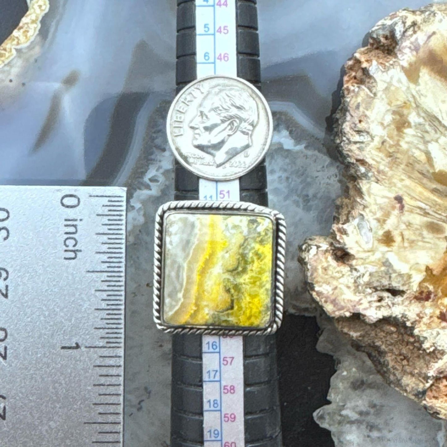 Sterling Silver Southwestern Style Bumblebee Jasper Bar Ring Size 7 For Women