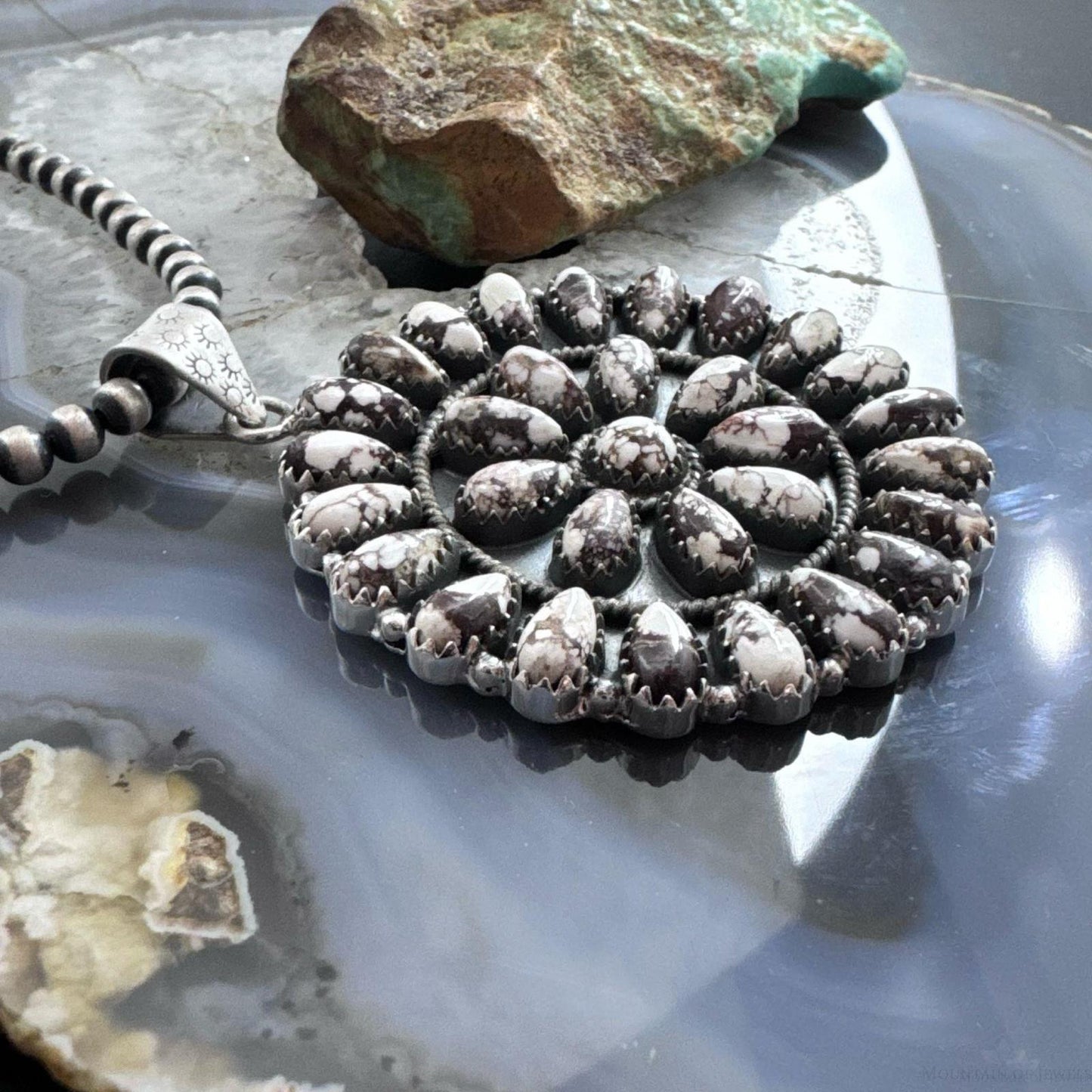 Sterling Silver Southwestern Style Teardrop Wild Horse Cluster Pendant For Women