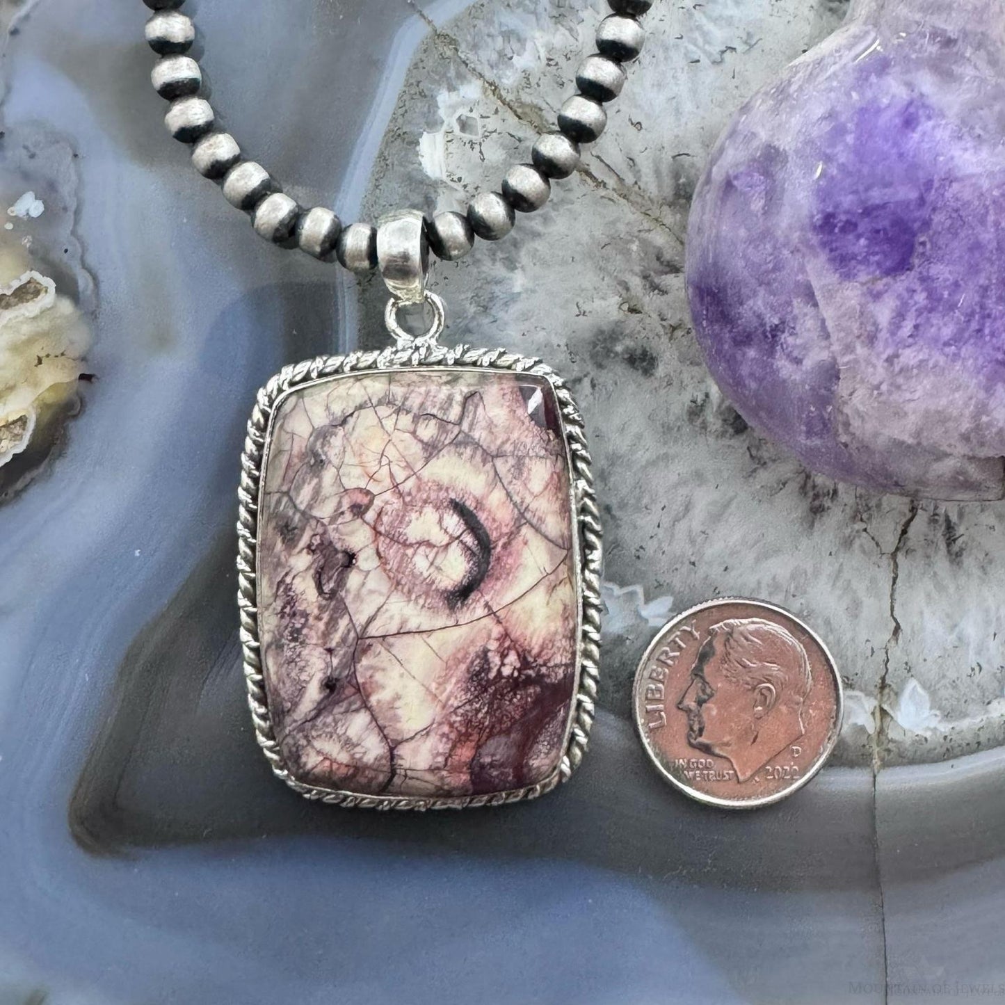 Sterling Silver Southwestern Style Large Rectangle Sunflower Jasper Pendant For Women