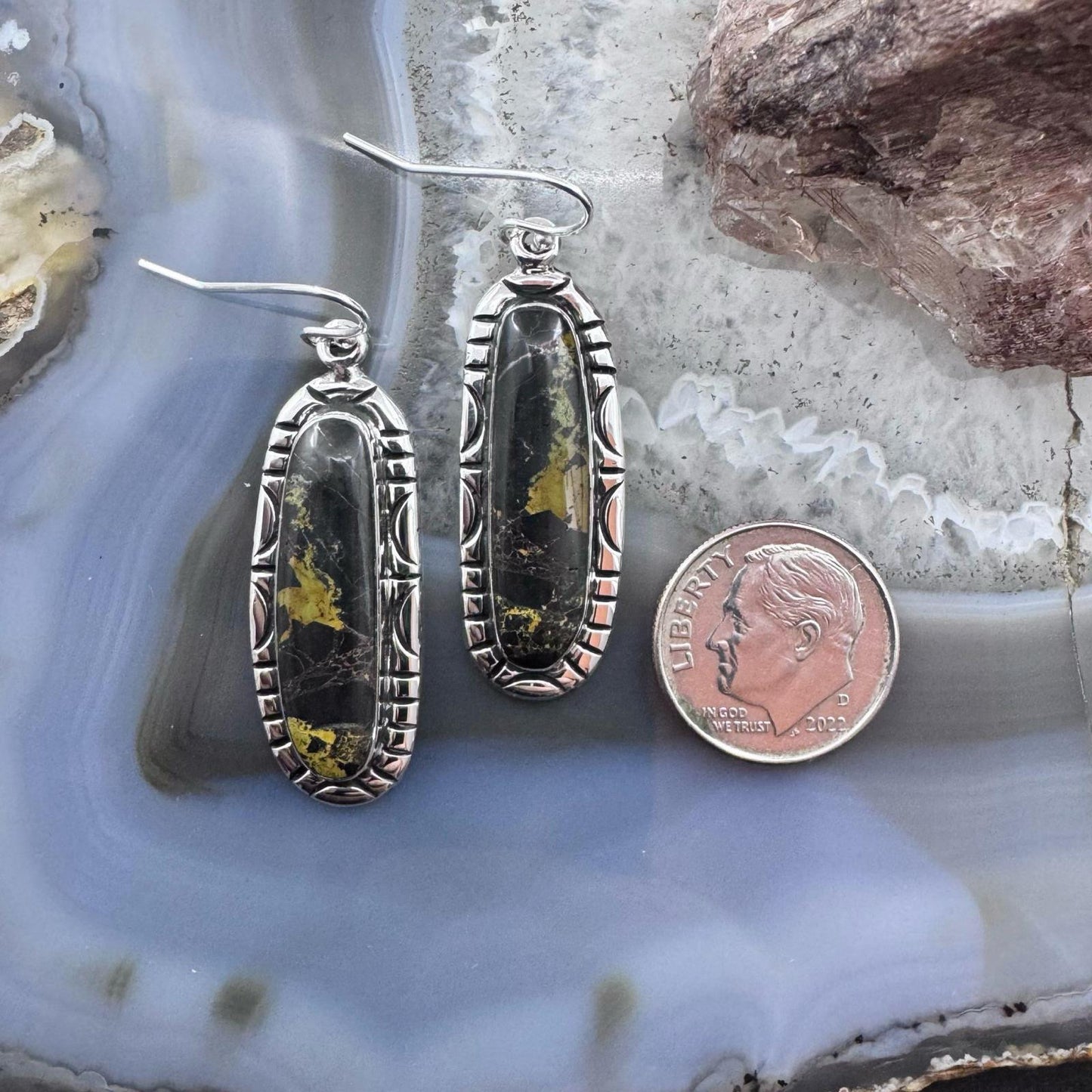 Native American Sterling Silver Blackjack Dangle Earrings For Women