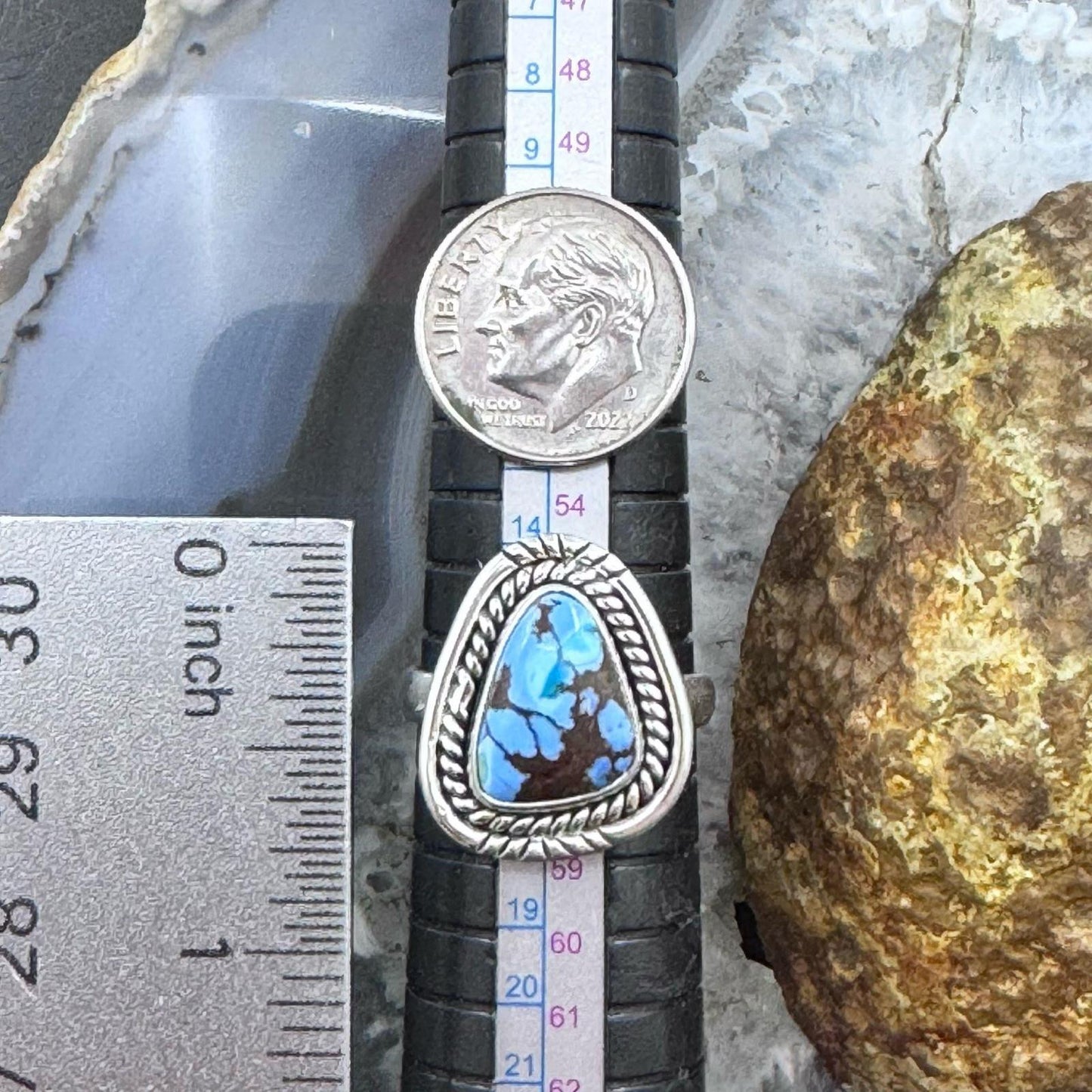 Sterling Silver Southwestern Style Golden Hill Turquoise Size 8 Ring For Women