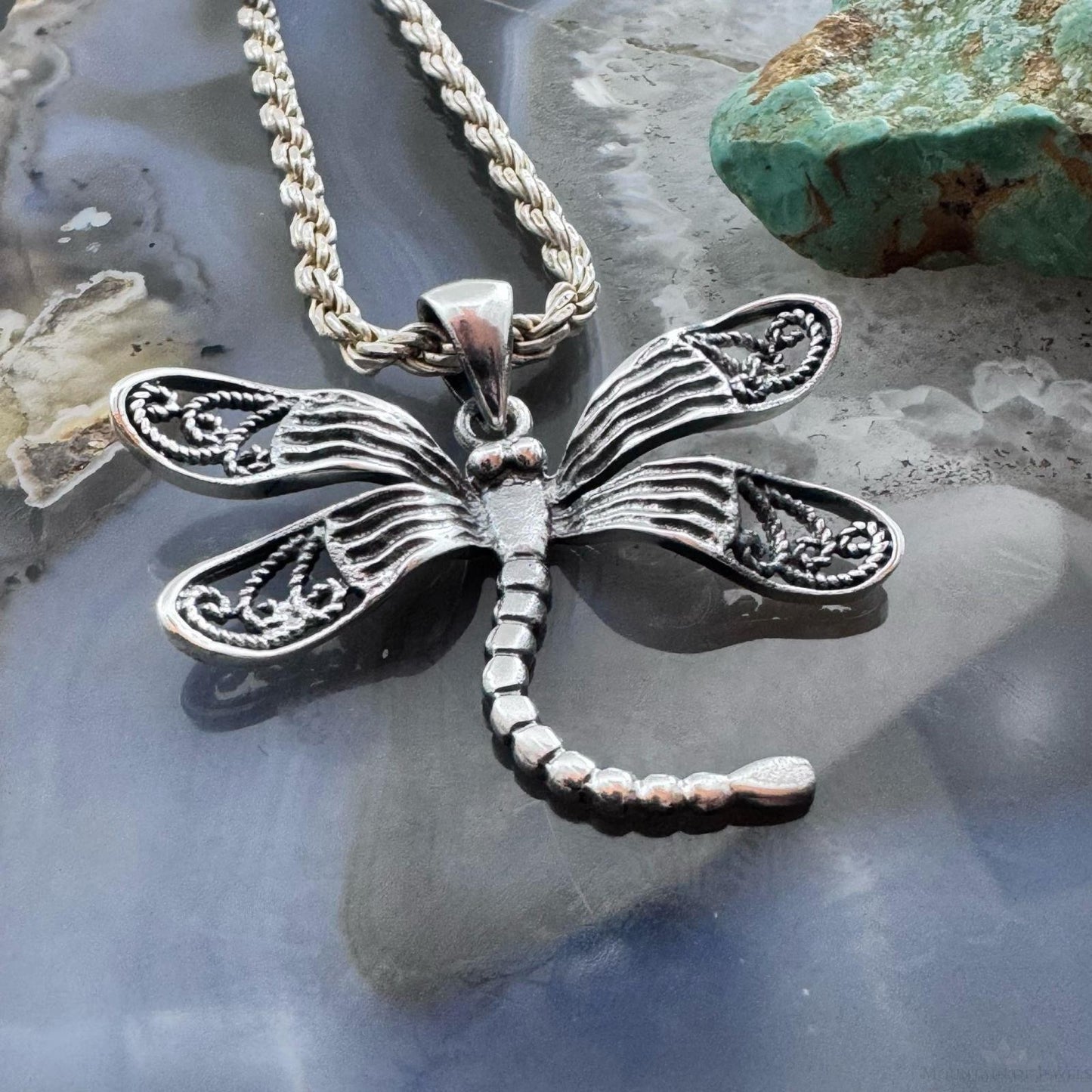 Sterling Silver Dragonfly Decorated Pendant For Women