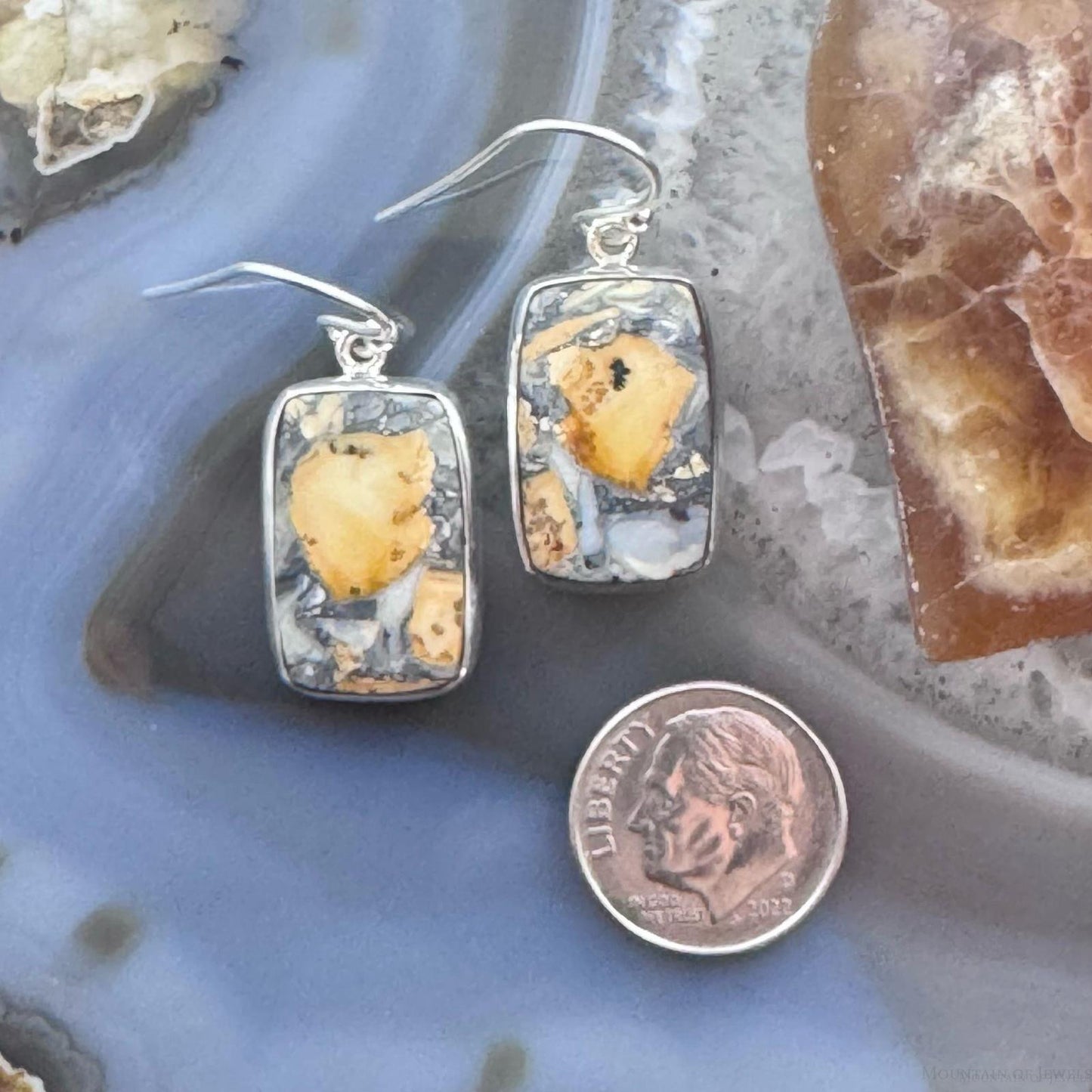 Sterling Silver Southwestern Style Rectangle Maligano Jasper Dangle Earrings For Women1