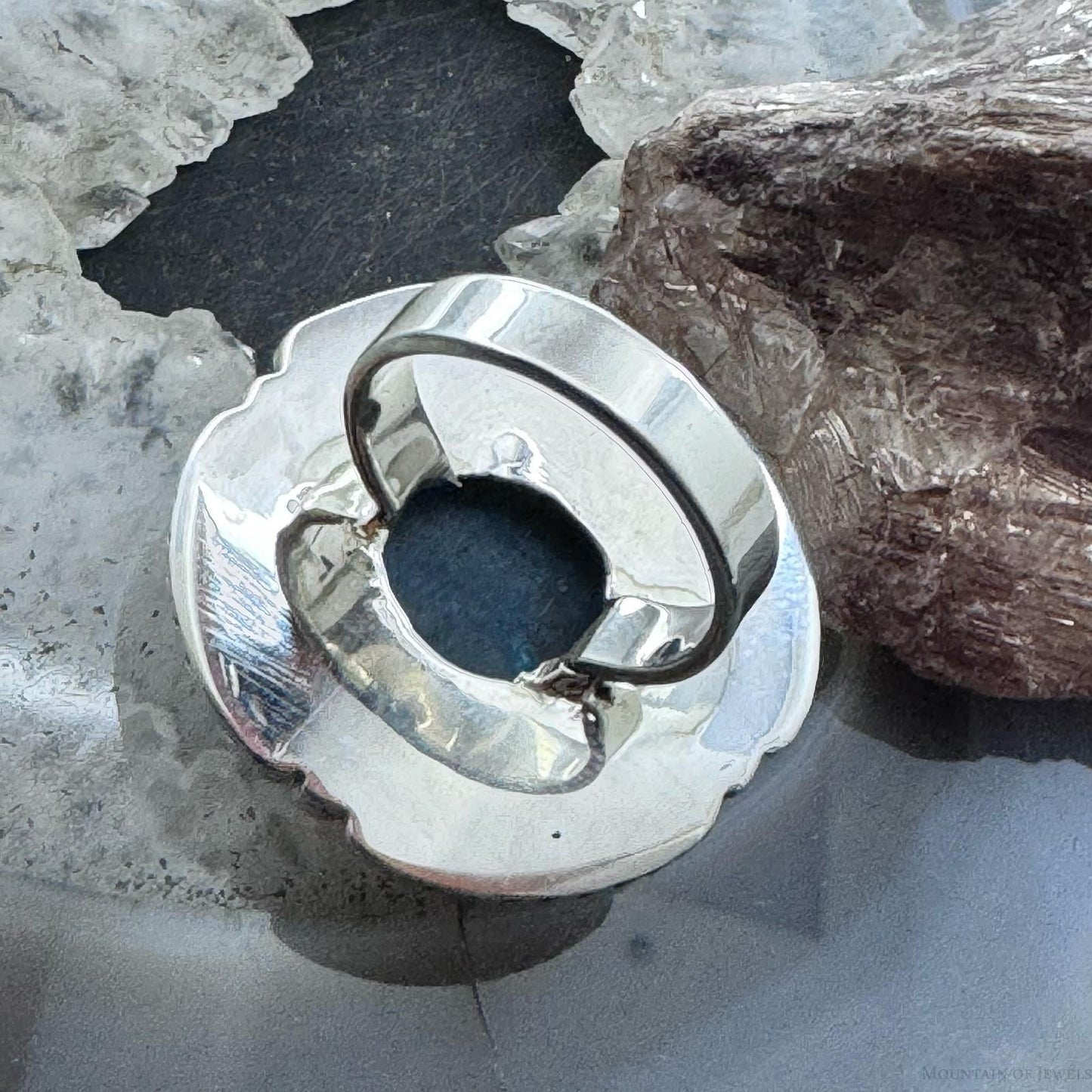 Sterling Silver Southwestern Style Chrysocolla Decorated Ring Size 8.75 For Women