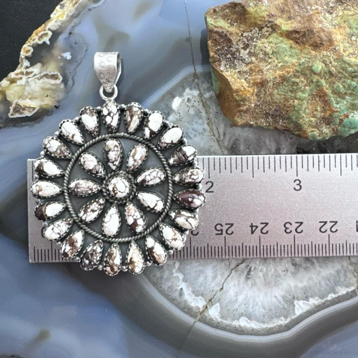 Sterling Silver Southwestern Style Teardrop Wild Horse Cluster Pendant For Women