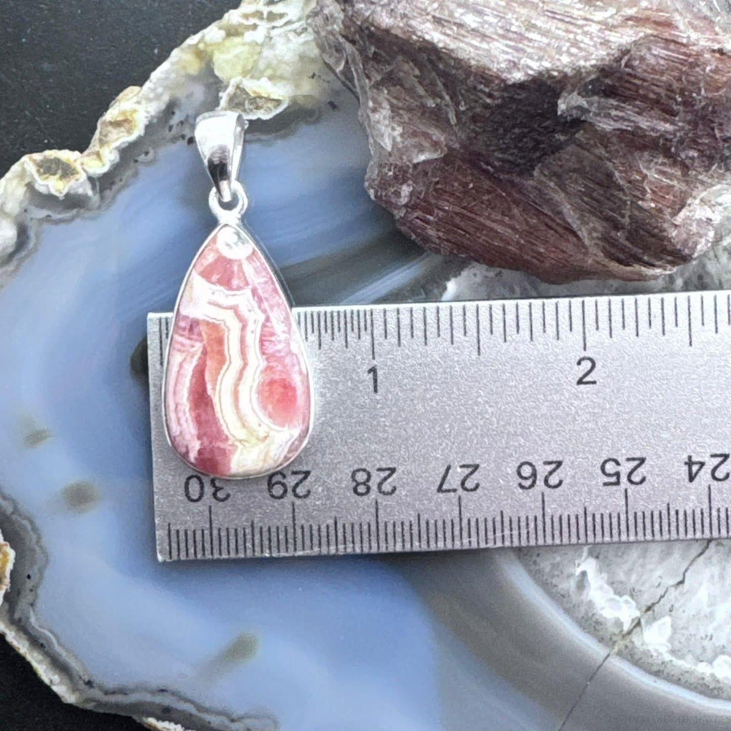 Sterling Silver Southwestern Style Teardrop Rhodochrosite Pendant For Women