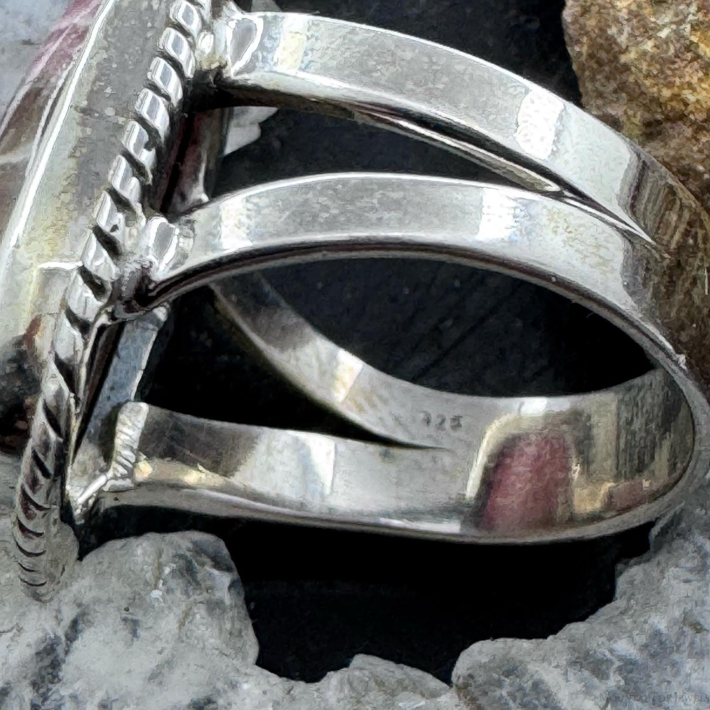 Sterling Silver Southwestern Style Rhodochrosite Bar Ring Size 8.5 For Women