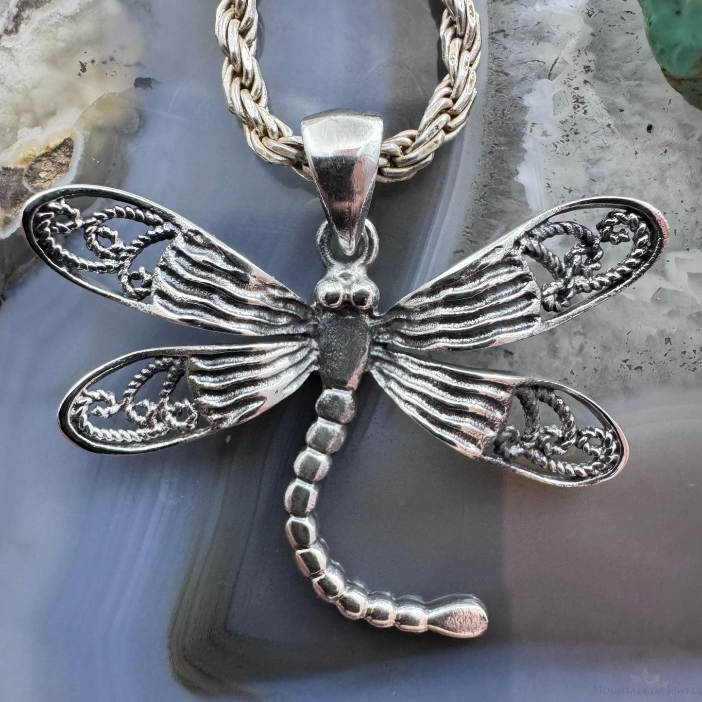 Sterling Silver Dragonfly Decorated Pendant For Women